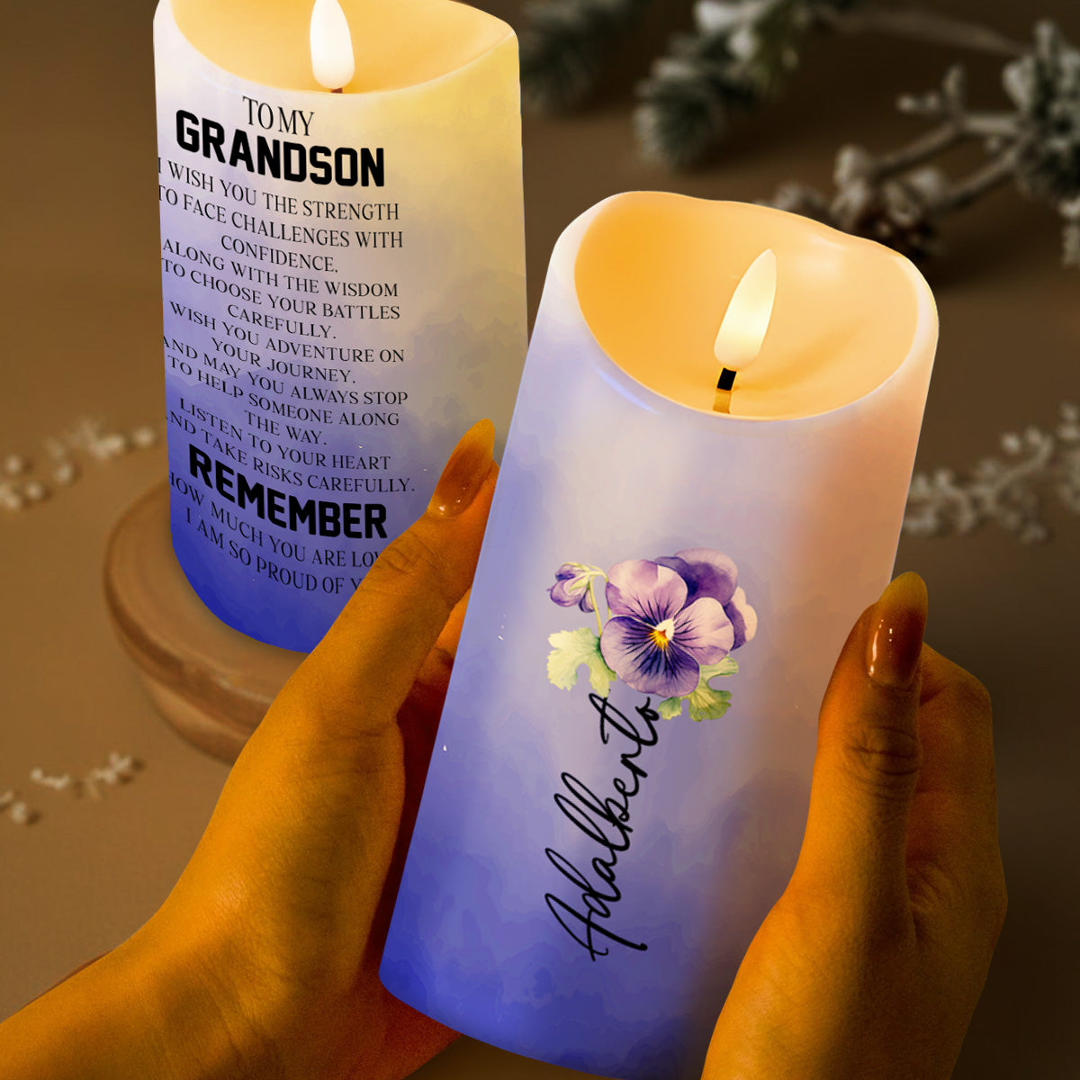 Listen To Your Heart, Remember You Are Loved, Floral Candle