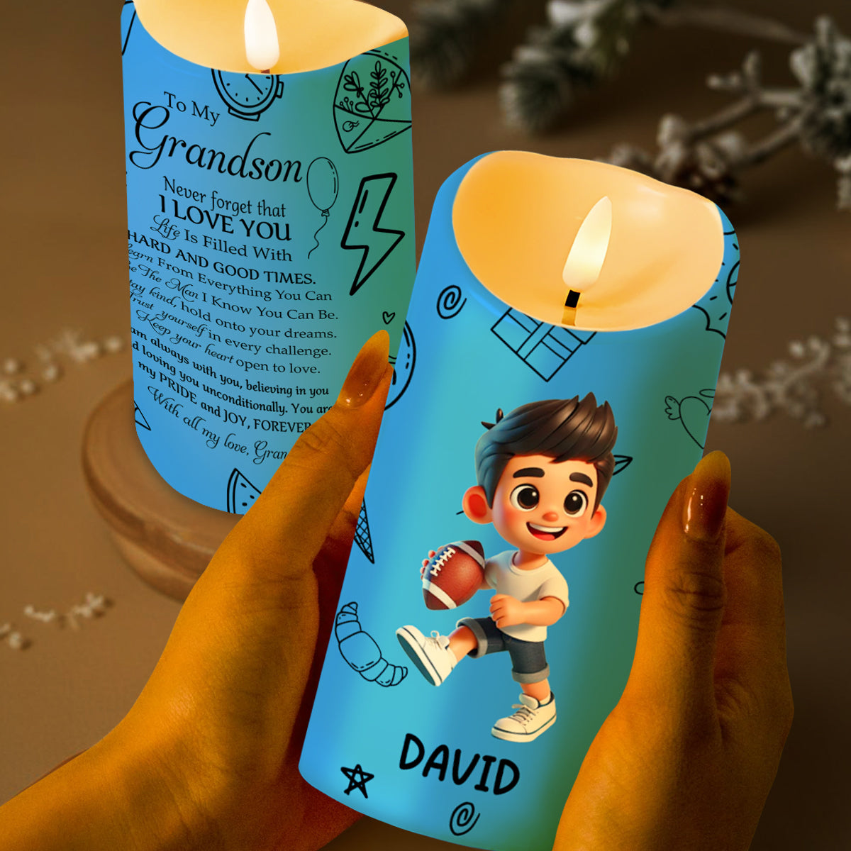 Never Forget That I Love You Be The Man I Know You Can Be - Personalized Custom LED Candle - GSN015_LECA