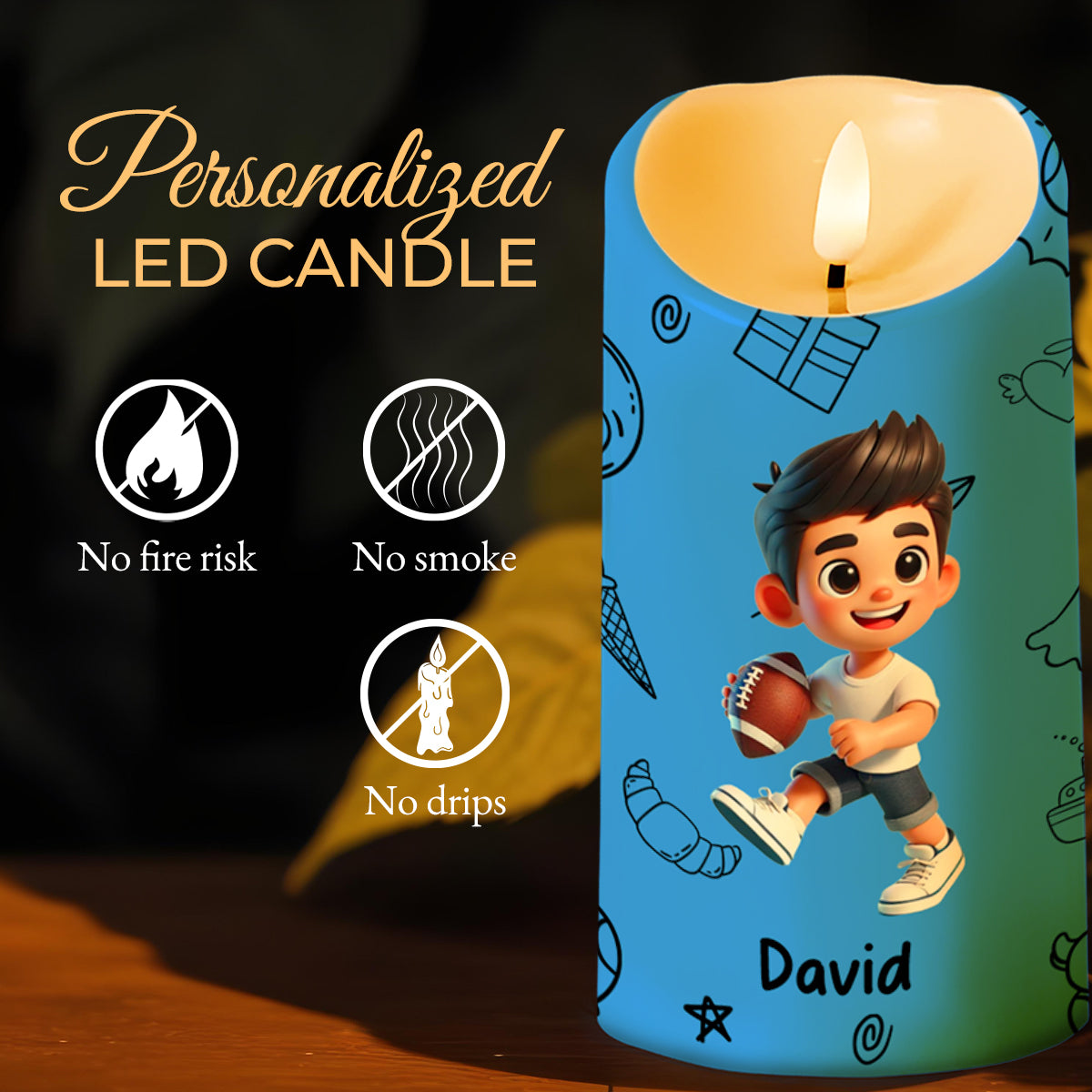 Heartfelt Message To Grandson, Wisdom And Strength - Personalized Custom LED Candle - GSN016_LECA