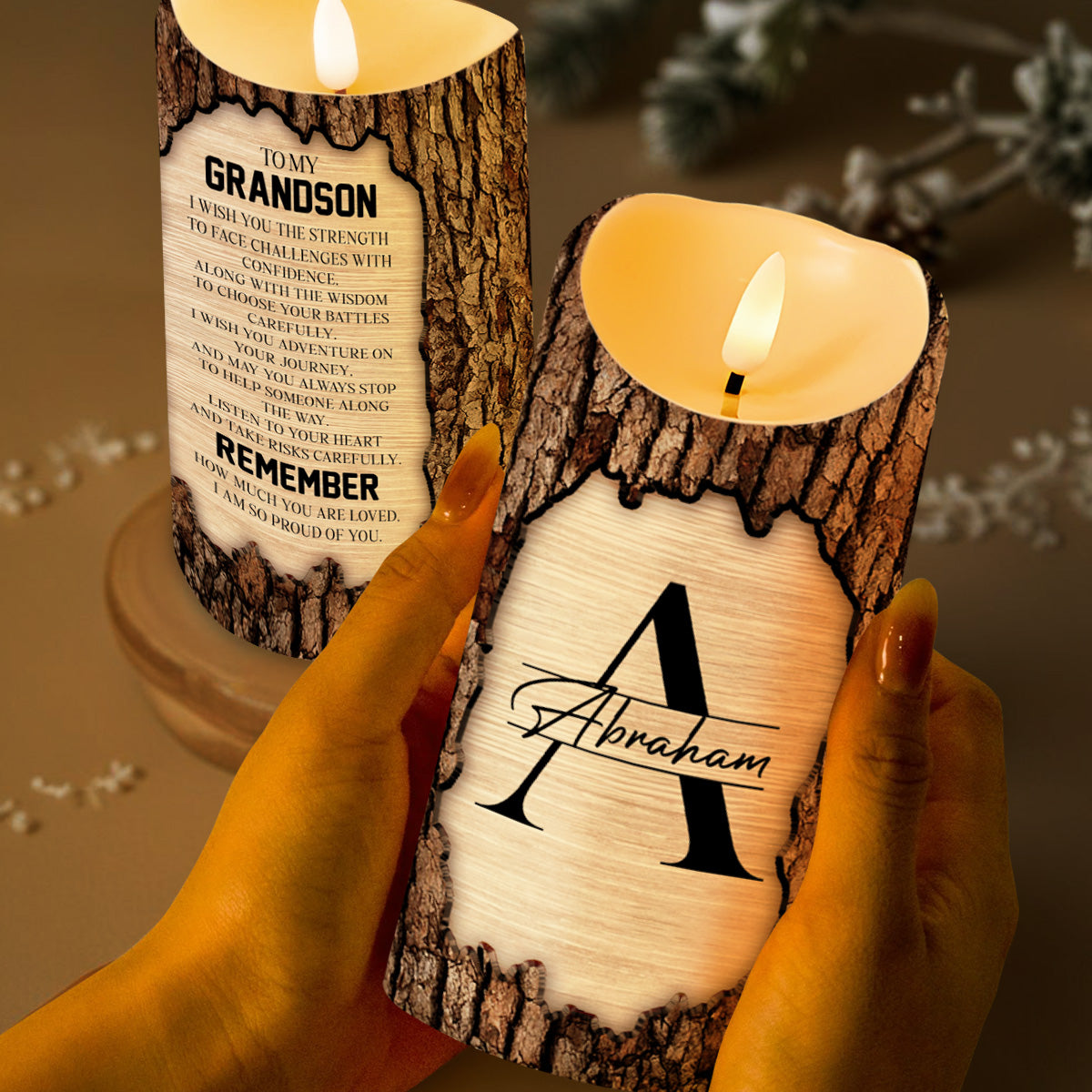 Strength And Wisdom Personalized Custom Candle