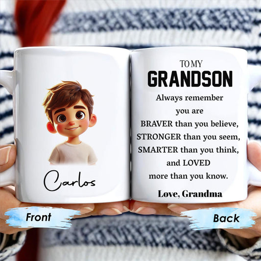 Braver, Stronger, Smarter and Loved Grandson Mug