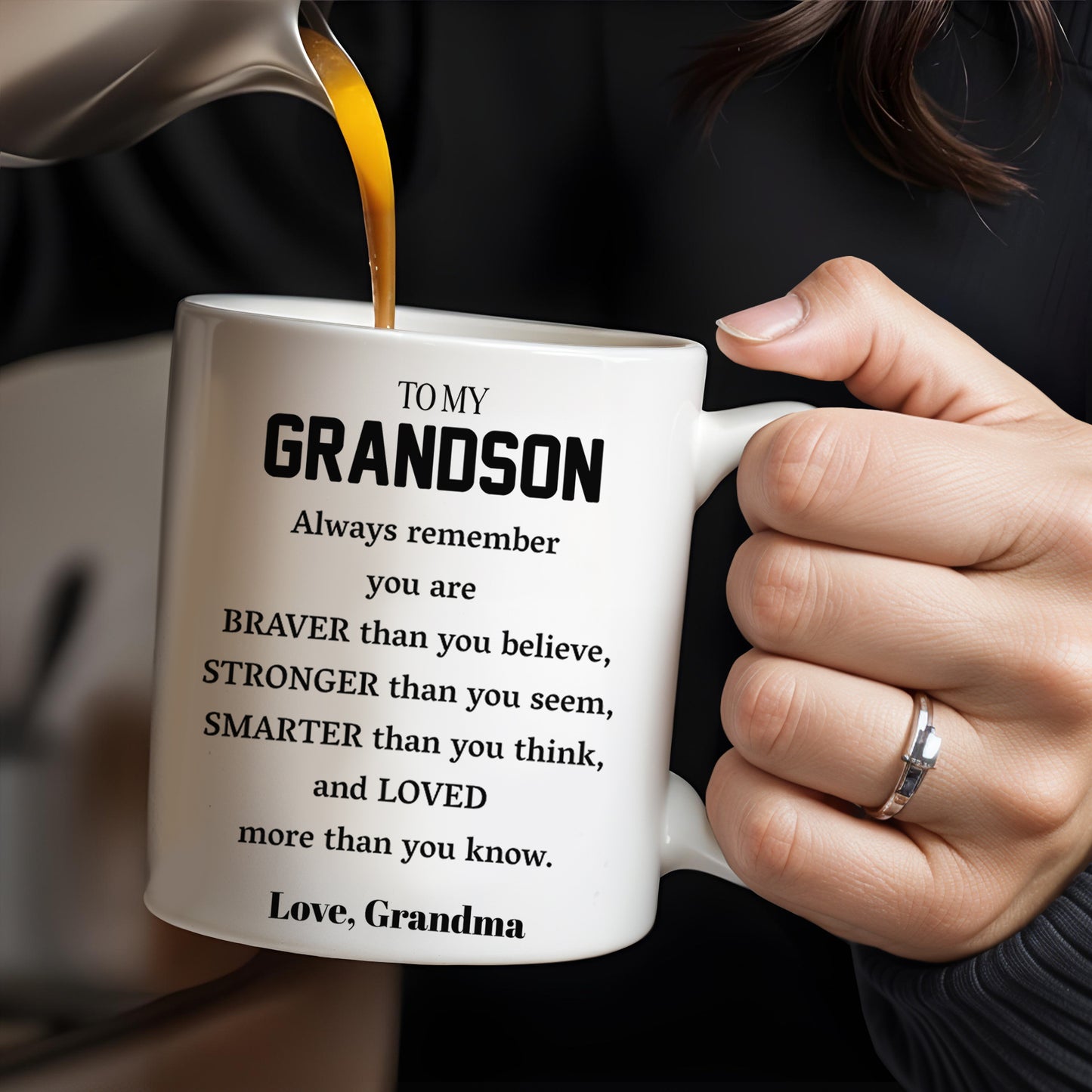 Braver, Stronger, Smarter and Loved Grandson Mug