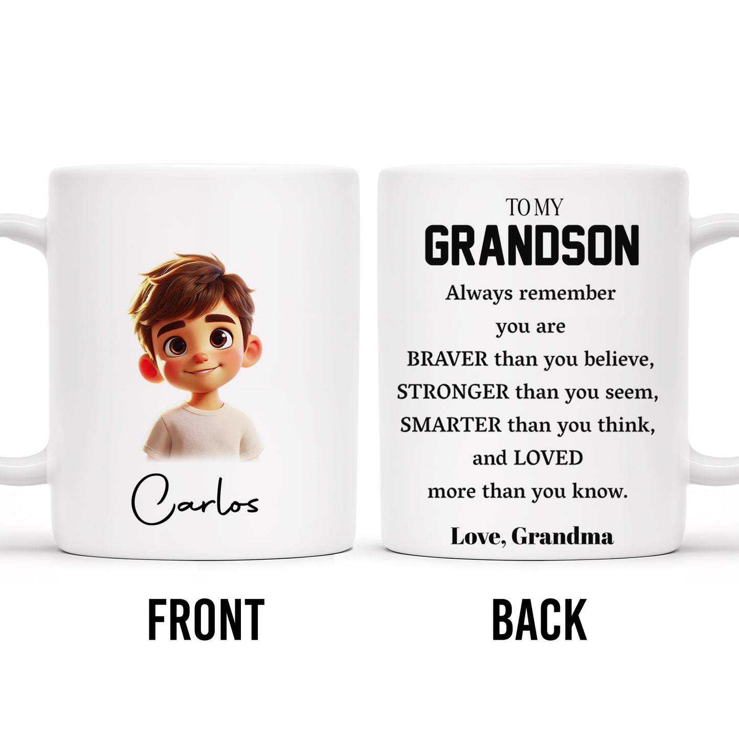 Braver, Stronger, Smarter and Loved Grandson Mug