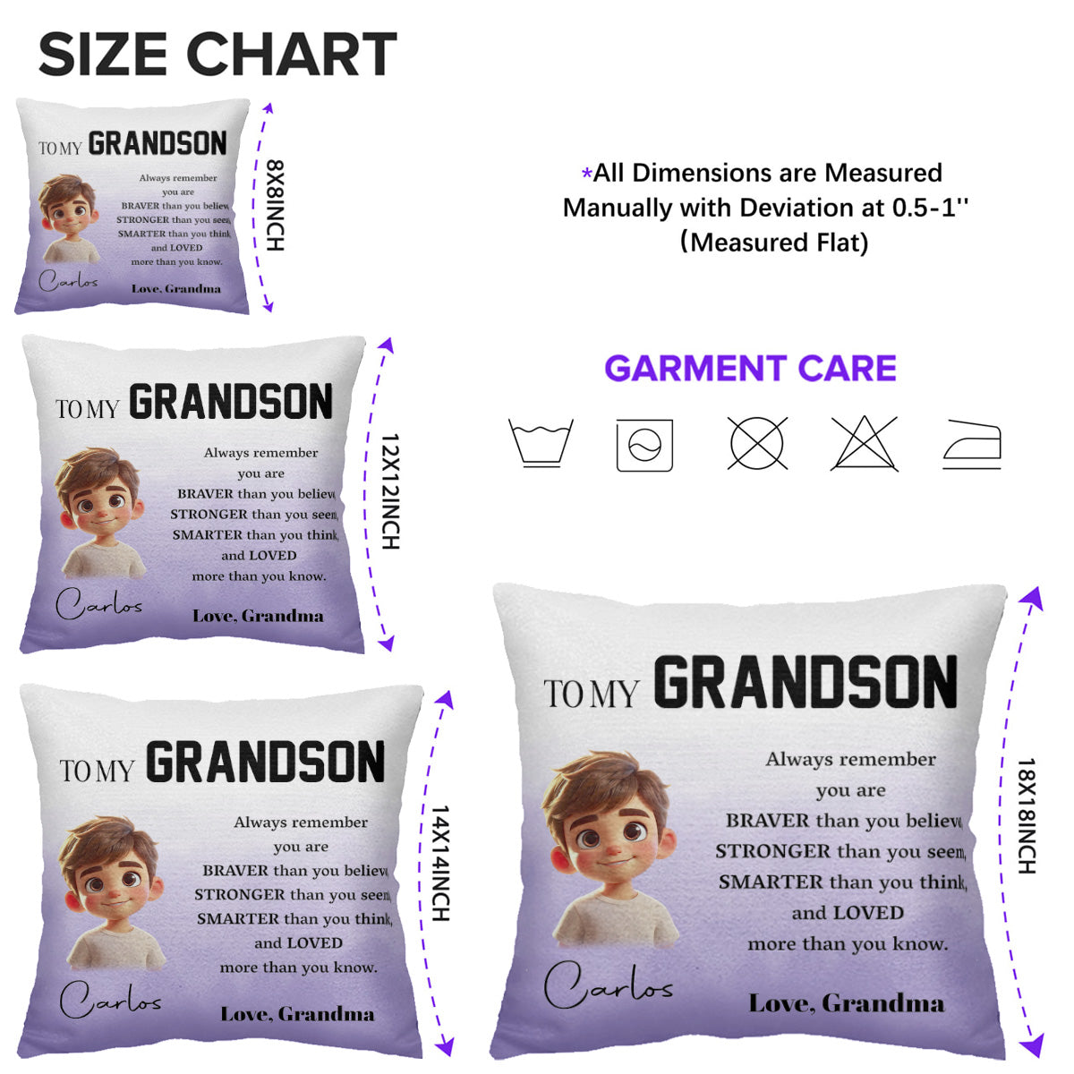 Braver, Stronger, Smarter Loved Grandson Pillow