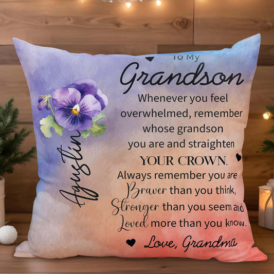 Braver And Stronger Reminder For Grandson With Pansy Flower