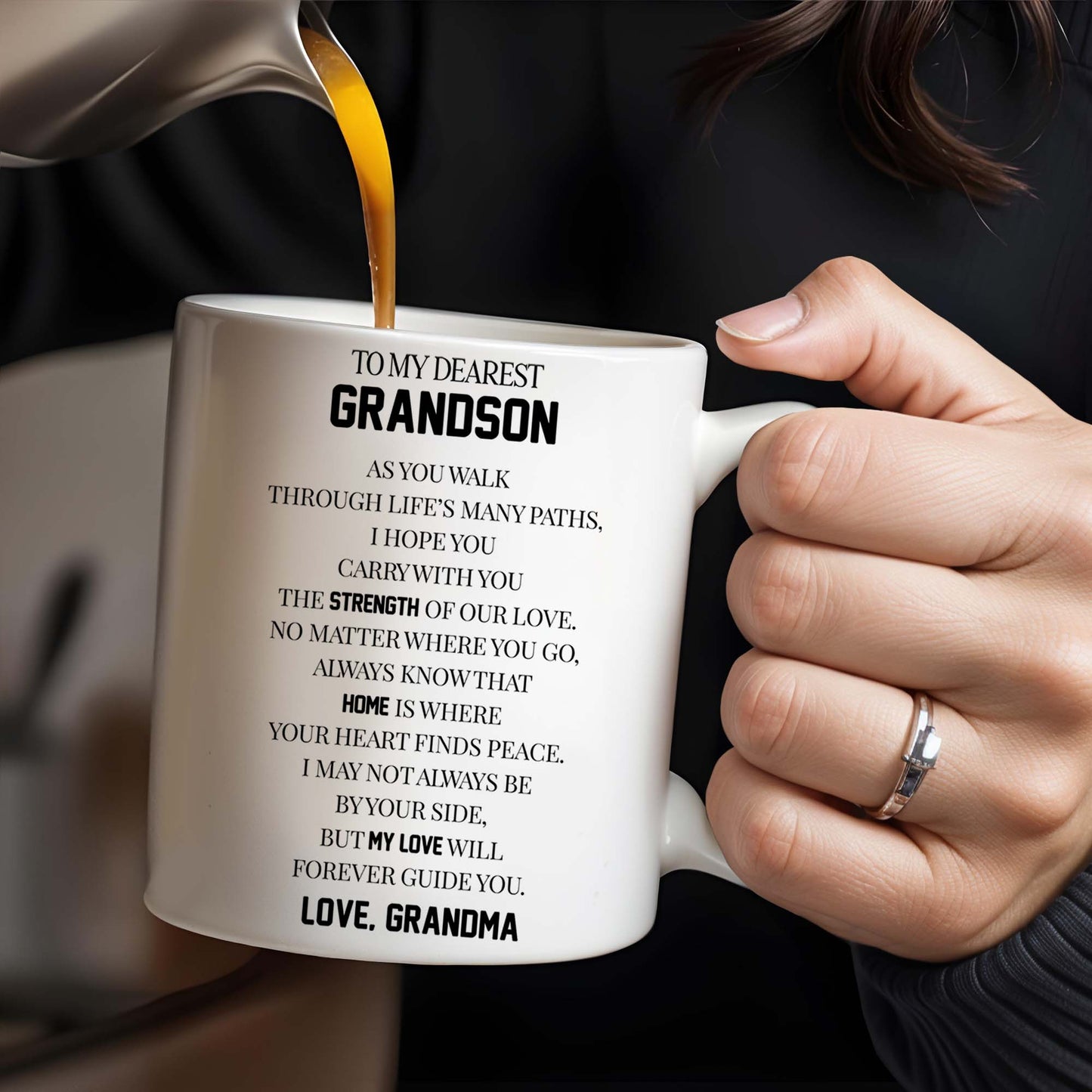 To My Dearest Grandson Love From Grandma With Pansy Flower Design