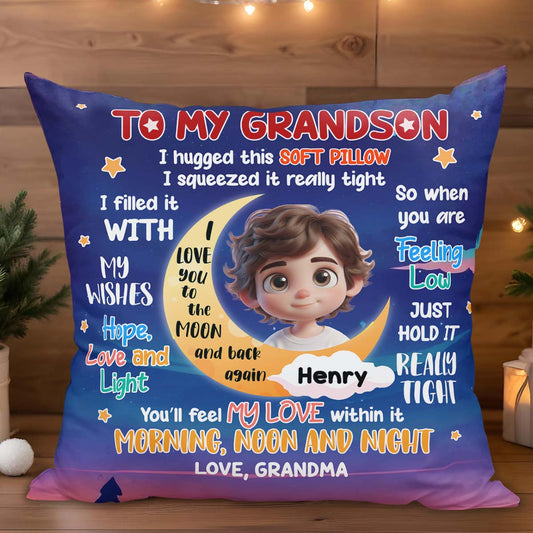 Love To The Moon And Back Blessing Pillow