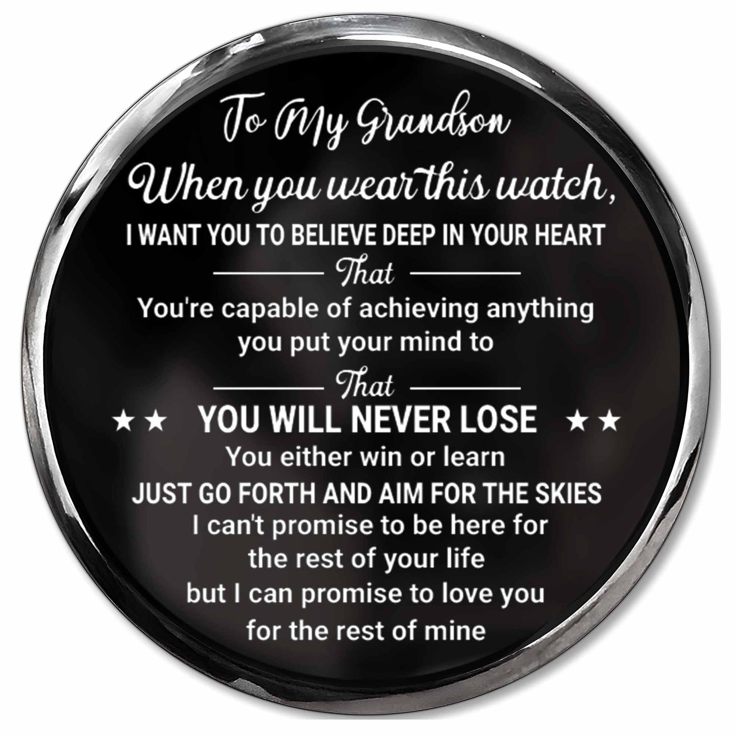To My Grandson, Believe In Your Heart, Watch Design - Personalized Engraved Wooden Watches - GSN027_ENWA