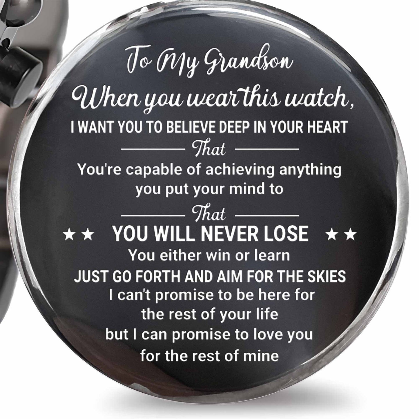 To My Grandson, Believe In Your Heart, Watch Design - Personalized Engraved Wooden Watches - GSN027_ENWA