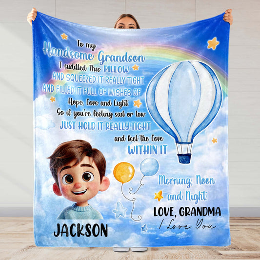 To My Handsome Grandson Love Grandma Hot Air Balloon