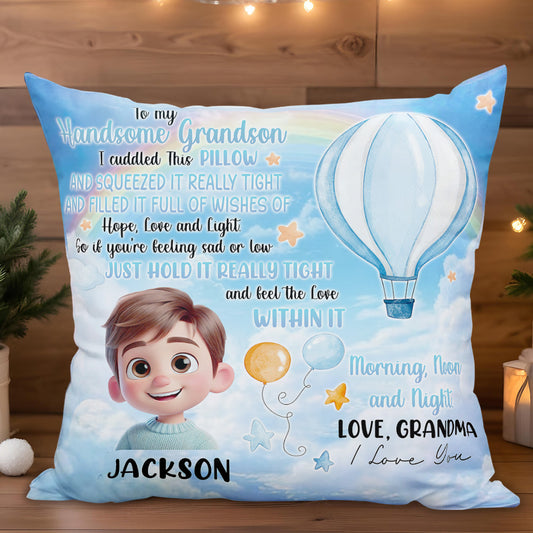To My Grandson, Feel The Love Wishes Pillow