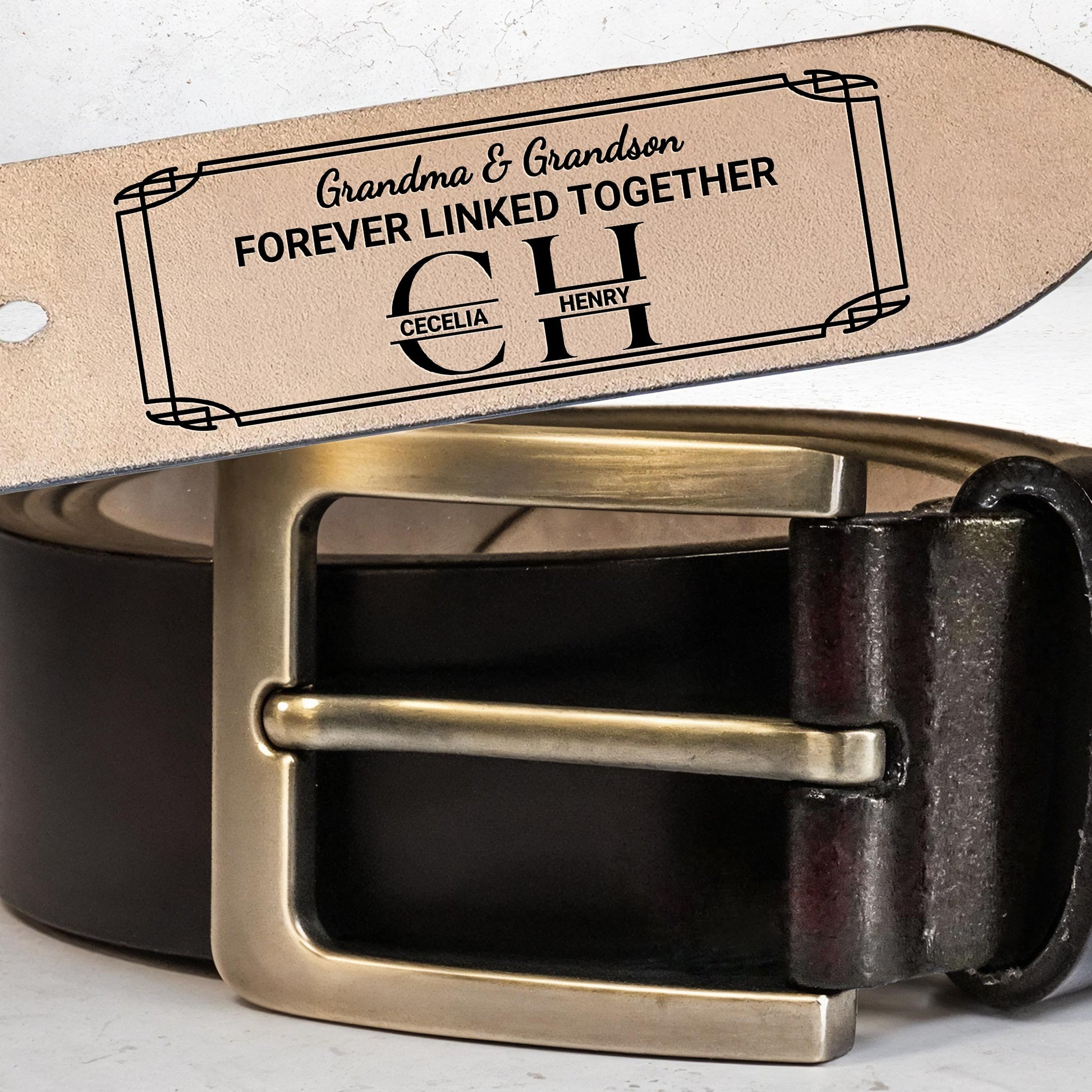 Grandma & Grandson Forever Linked Together Leather Belt