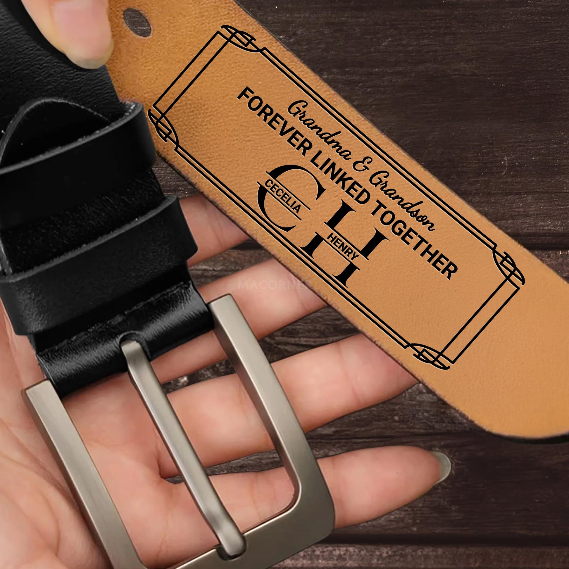 Grandma & Grandson Forever Linked Together Leather Belt