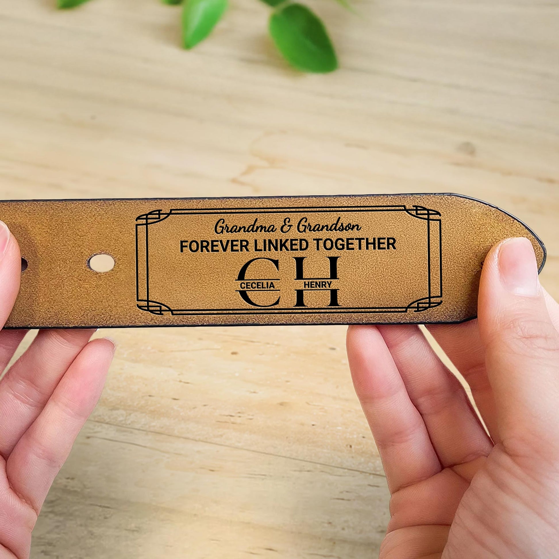Grandma & Grandson Forever Linked Together Leather Belt