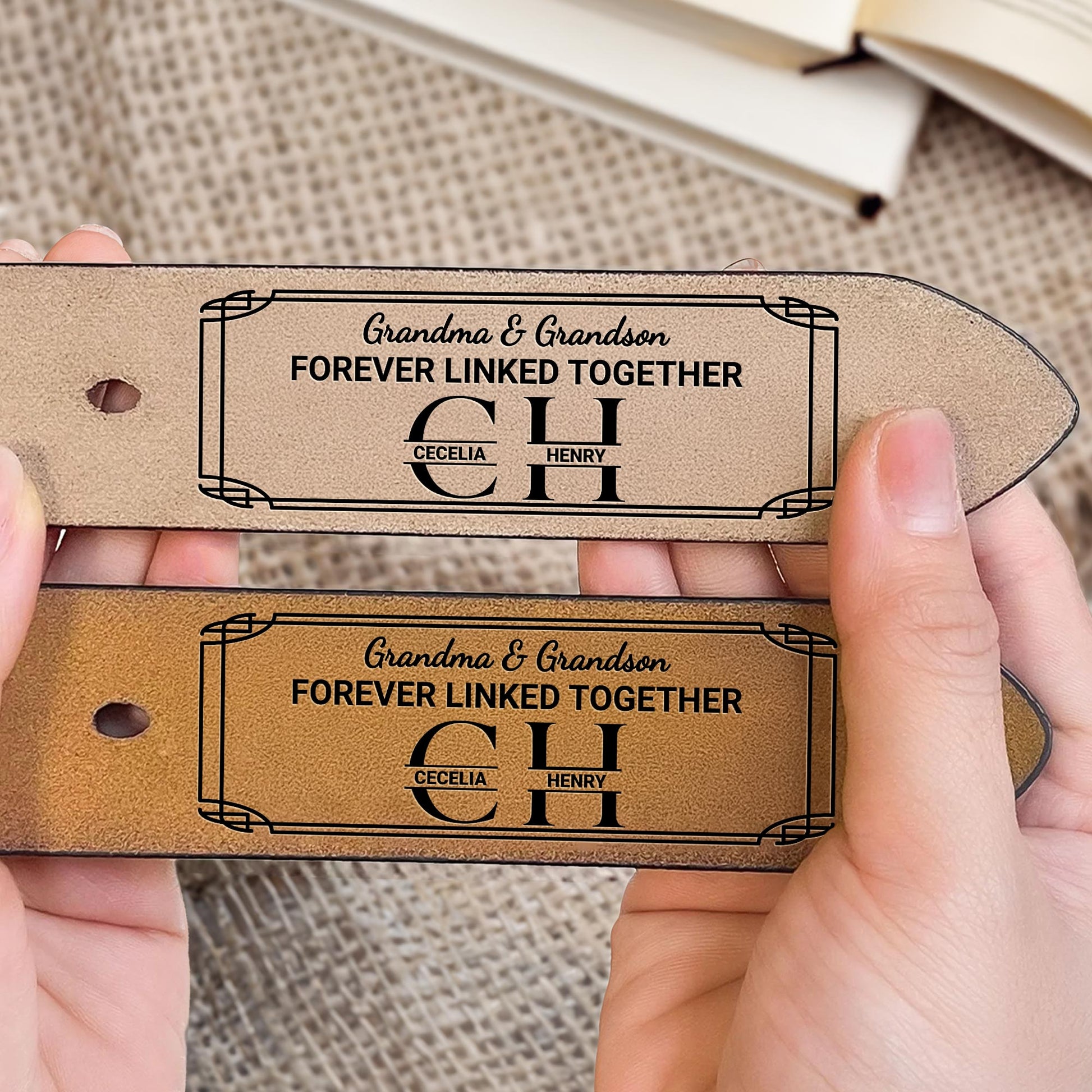 Grandma & Grandson Forever Linked Together Leather Belt