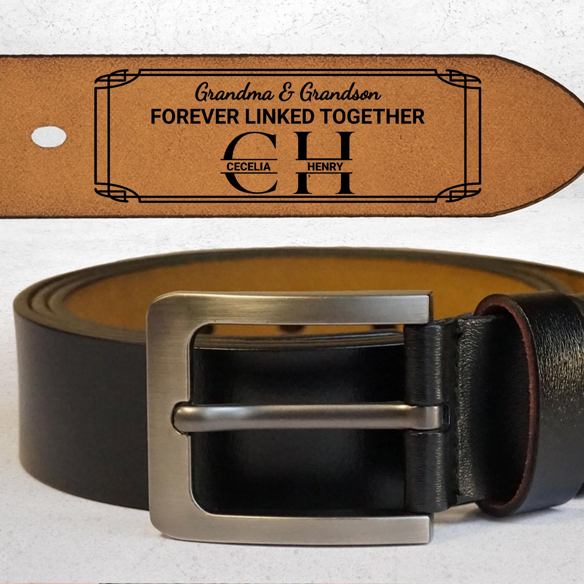 Grandma & Grandson Forever Linked Together Leather Belt