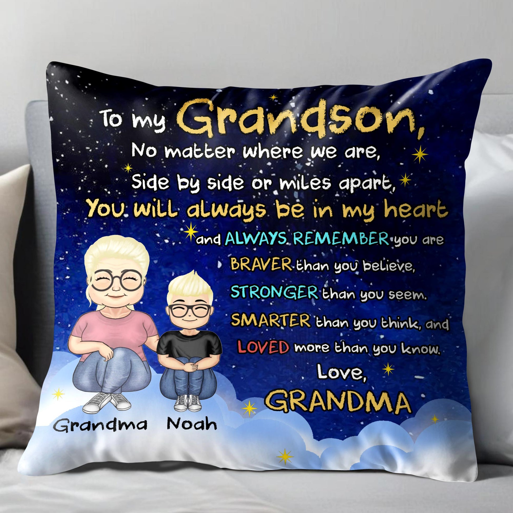 To My Grandson, No Matter Where We Are, Side By Side Or Miles Apart, Cartoon Characters