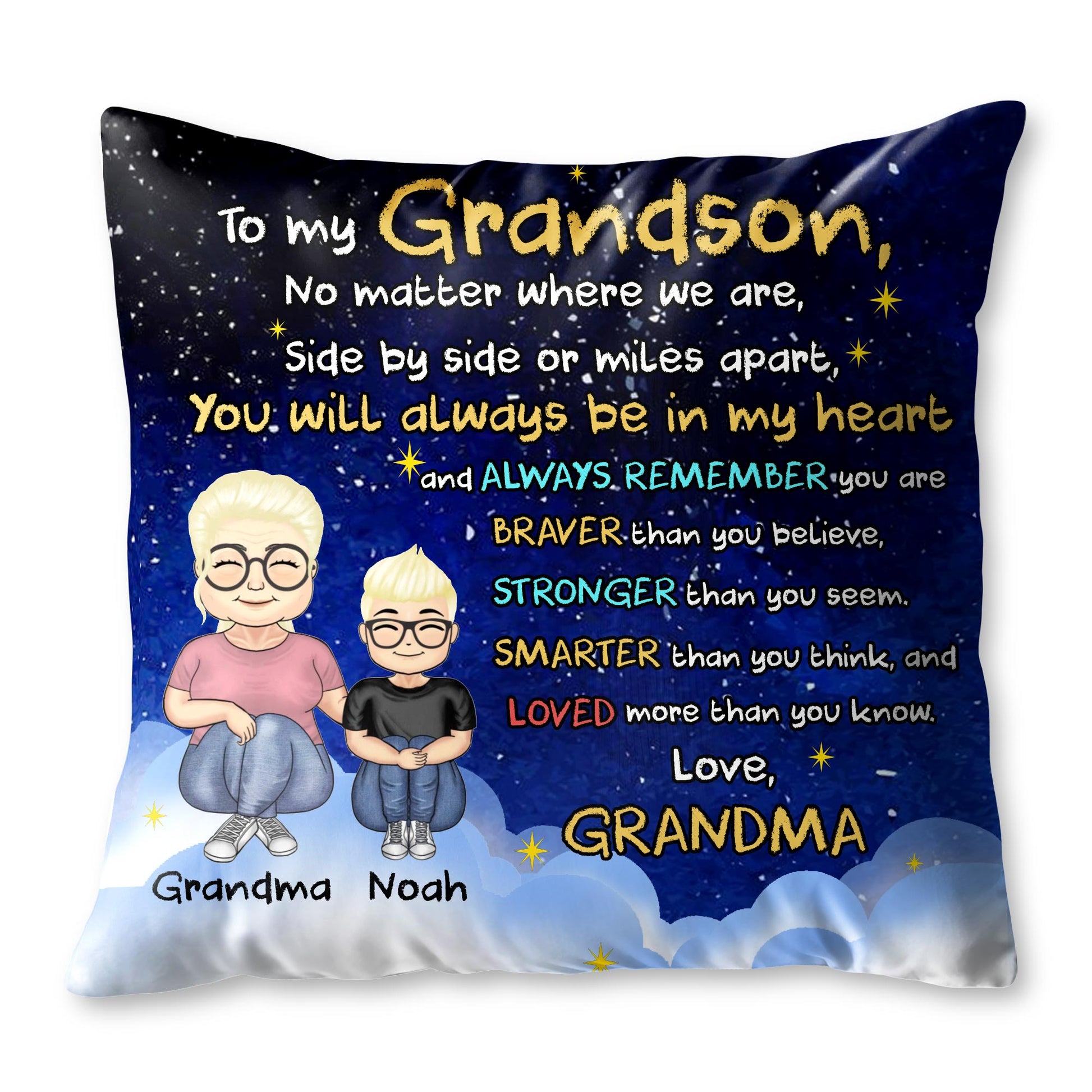To My Grandson, No Matter Where We Are, Side By Side Or Miles Apart, Cartoon Characters