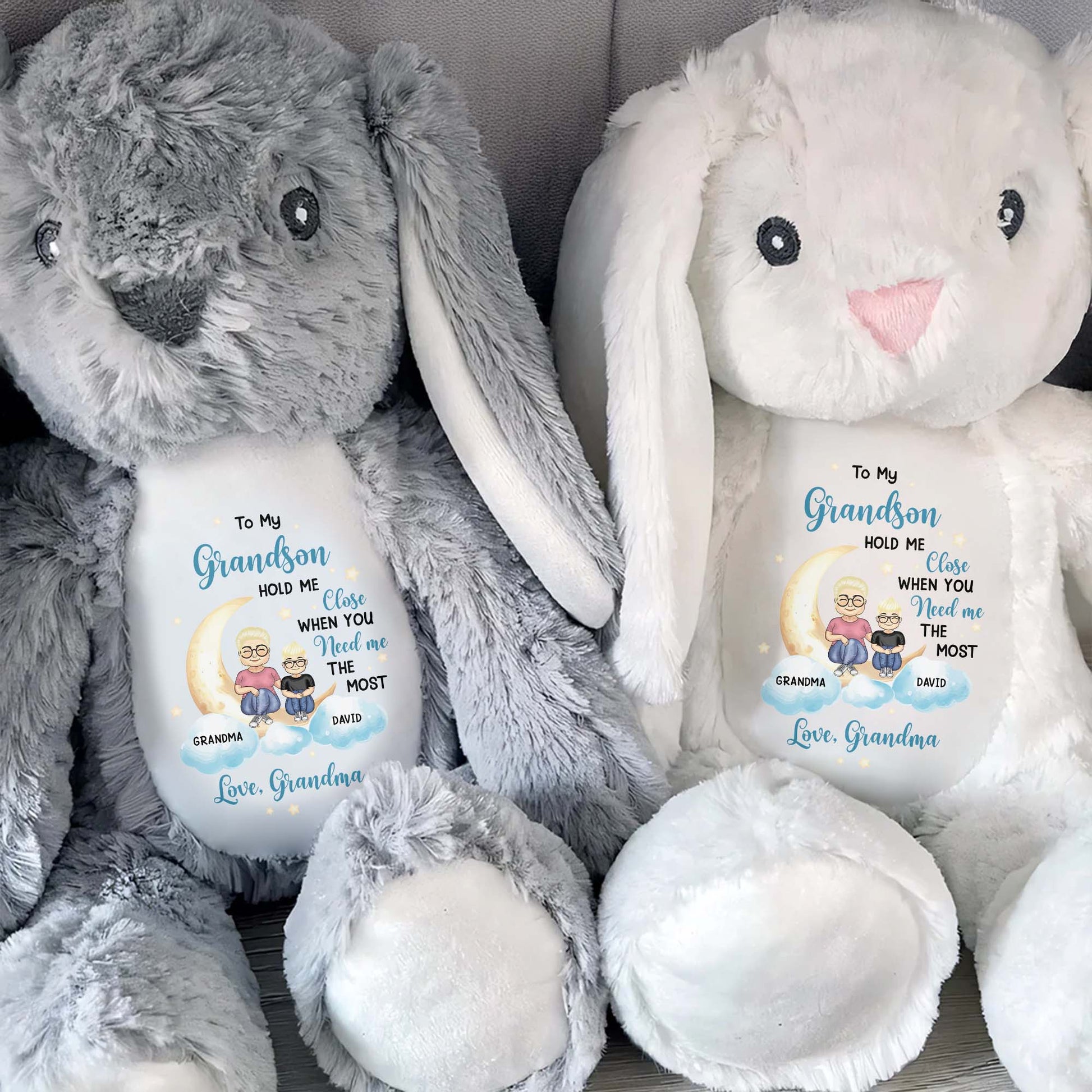 To My Grandson, Hold Me Close When You Need Me The Most, Bunny, Moon, and Stars