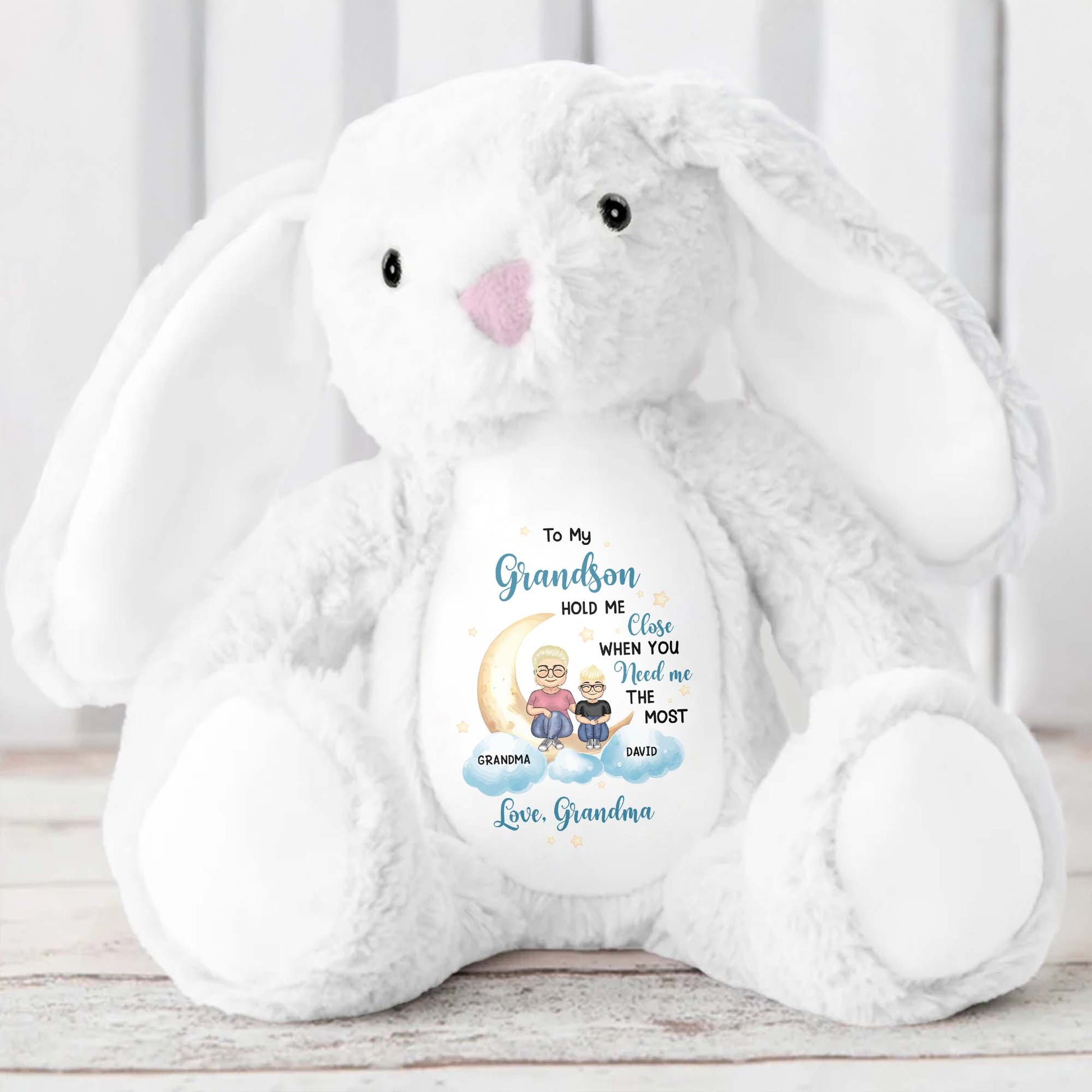 To My Grandson, Hold Me Close When You Need Me The Most, Bunny, Moon, and Stars