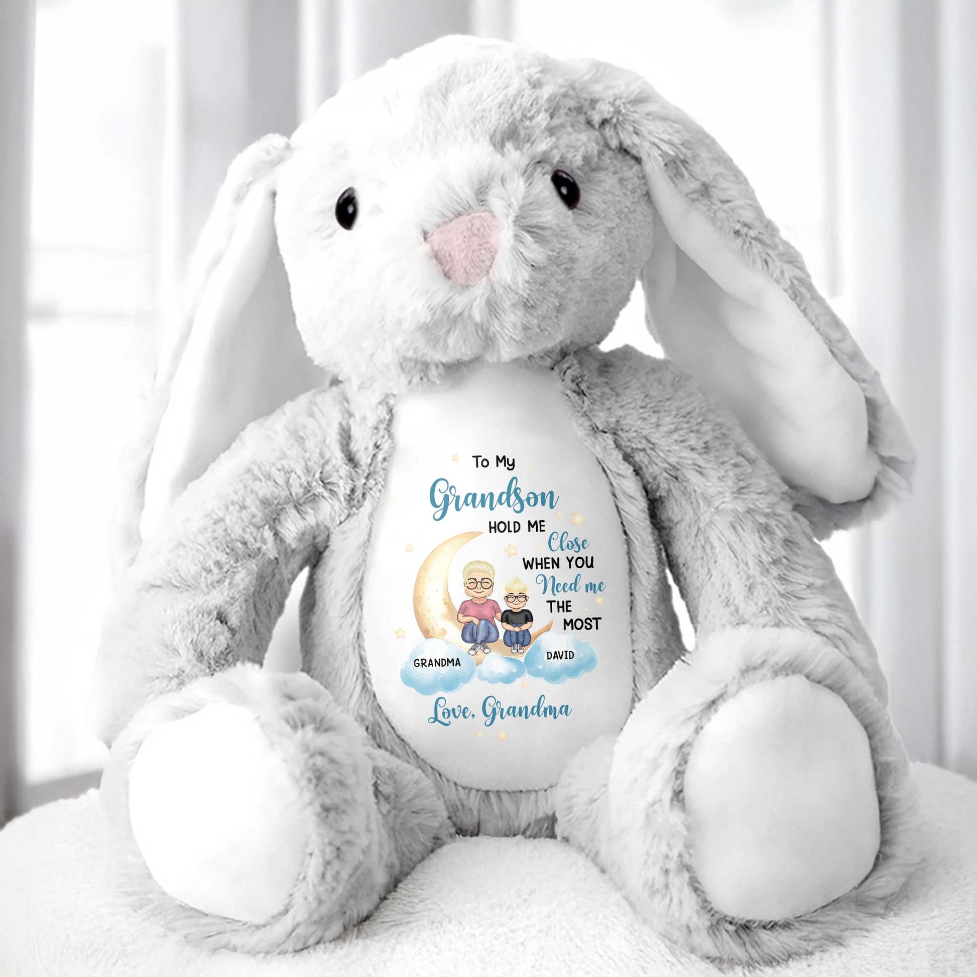 To My Grandson, Hold Me Close When You Need Me The Most, Bunny, Moon, and Stars