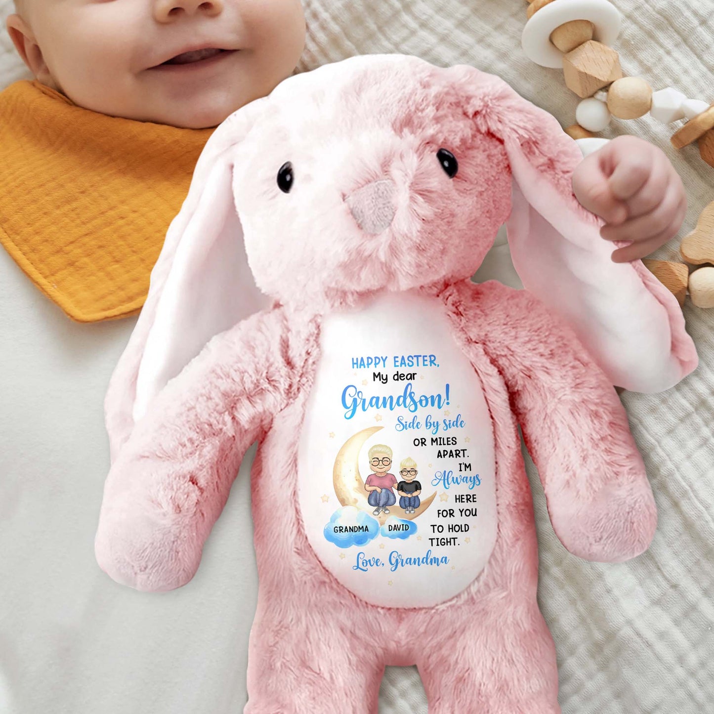 Happy Easter, My Dear Grandson, Side By Side Or Miles Apart, Bunny and Moon