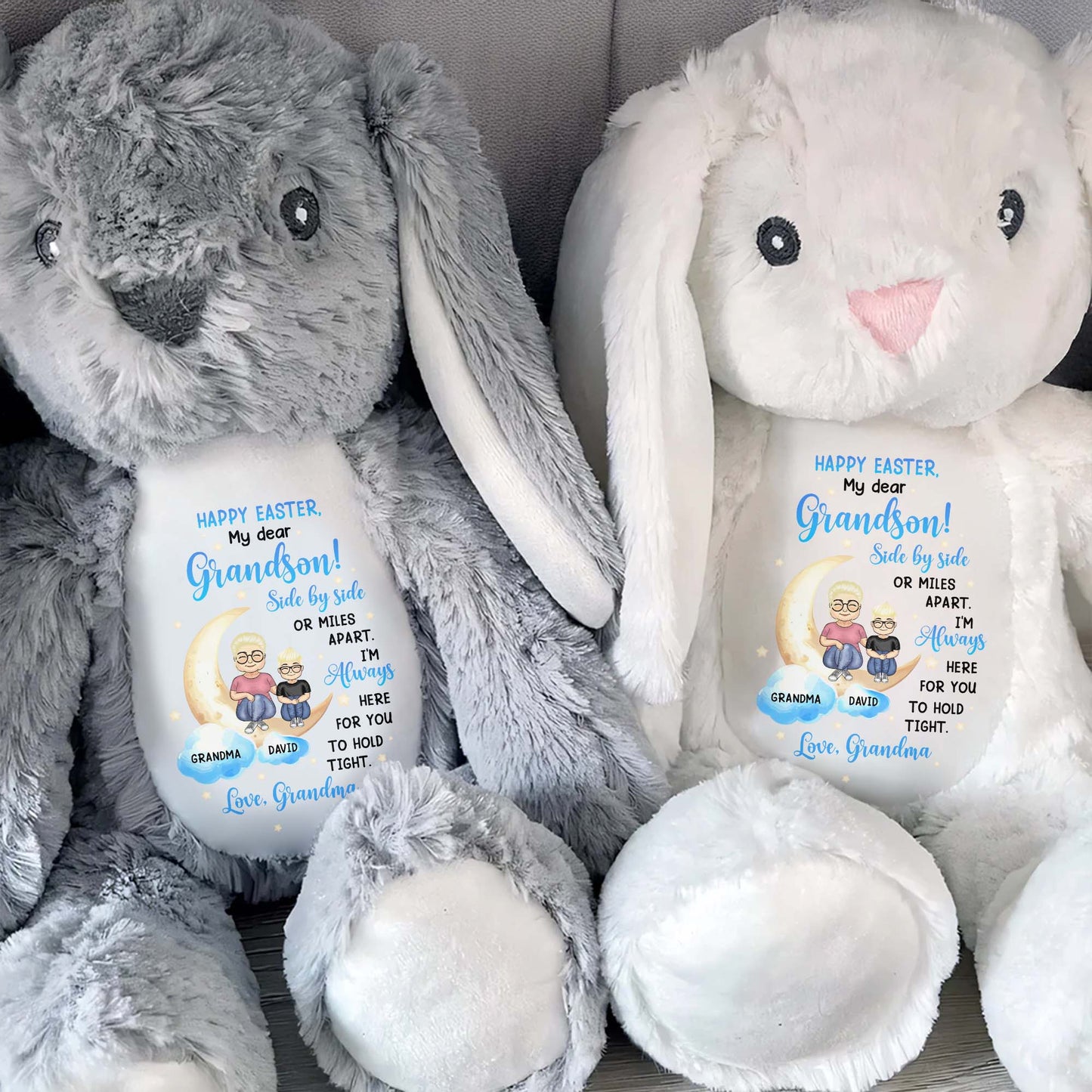 Happy Easter, My Dear Grandson, Side By Side Or Miles Apart, Bunny and Moon