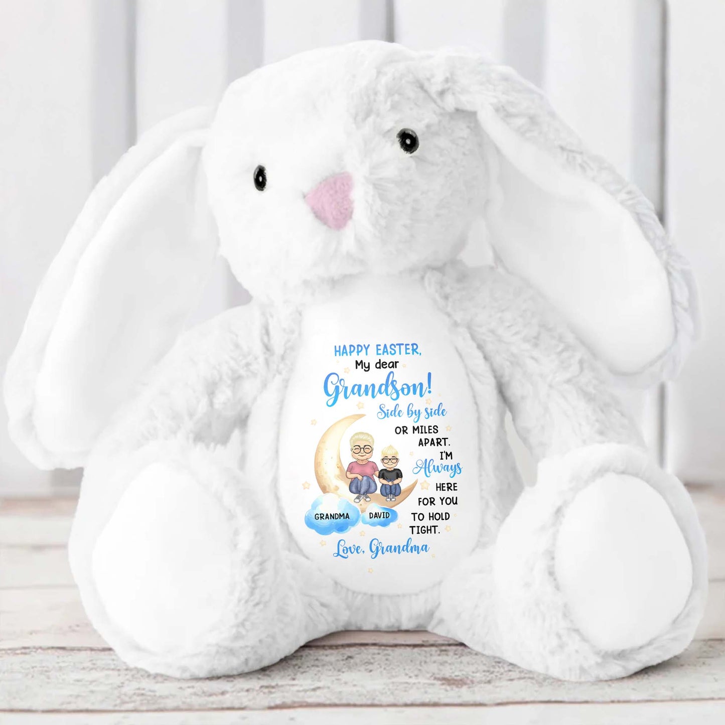 Happy Easter, My Dear Grandson, Side By Side Or Miles Apart, Bunny and Moon