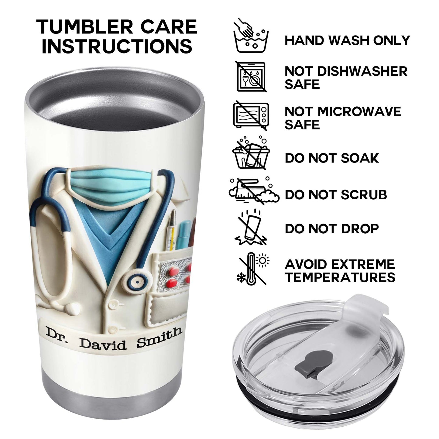 To My Grandson, I Wish You the Strength, Medical Uniform and Stethoscope - Personalized Custom Stainless Steel Tumbler 20oz 30oz - GSN048_TB