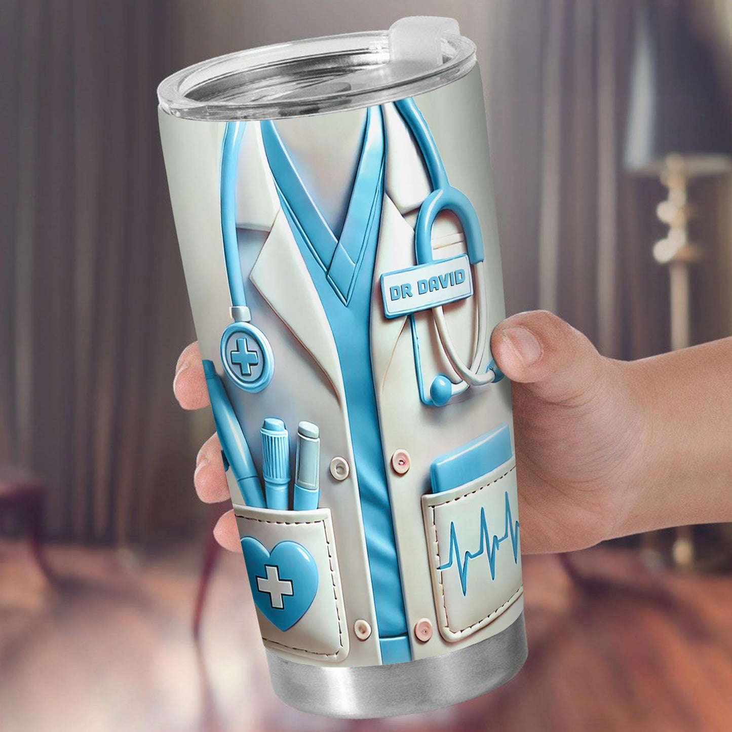 To My Grandson, Be The Man I Know You Can Be, Medical Scrubs and Stethoscope - Personalized Custom Stainless Steel Tumbler 20oz 30oz - GSN051_TB
