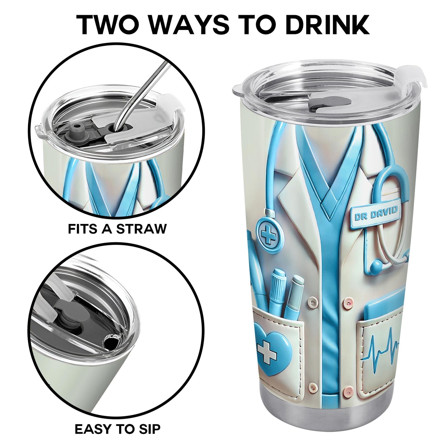 To My Grandson, Be The Man I Know You Can Be, Medical Scrubs and Stethoscope - Personalized Custom Stainless Steel Tumbler 20oz 30oz - GSN051_TB