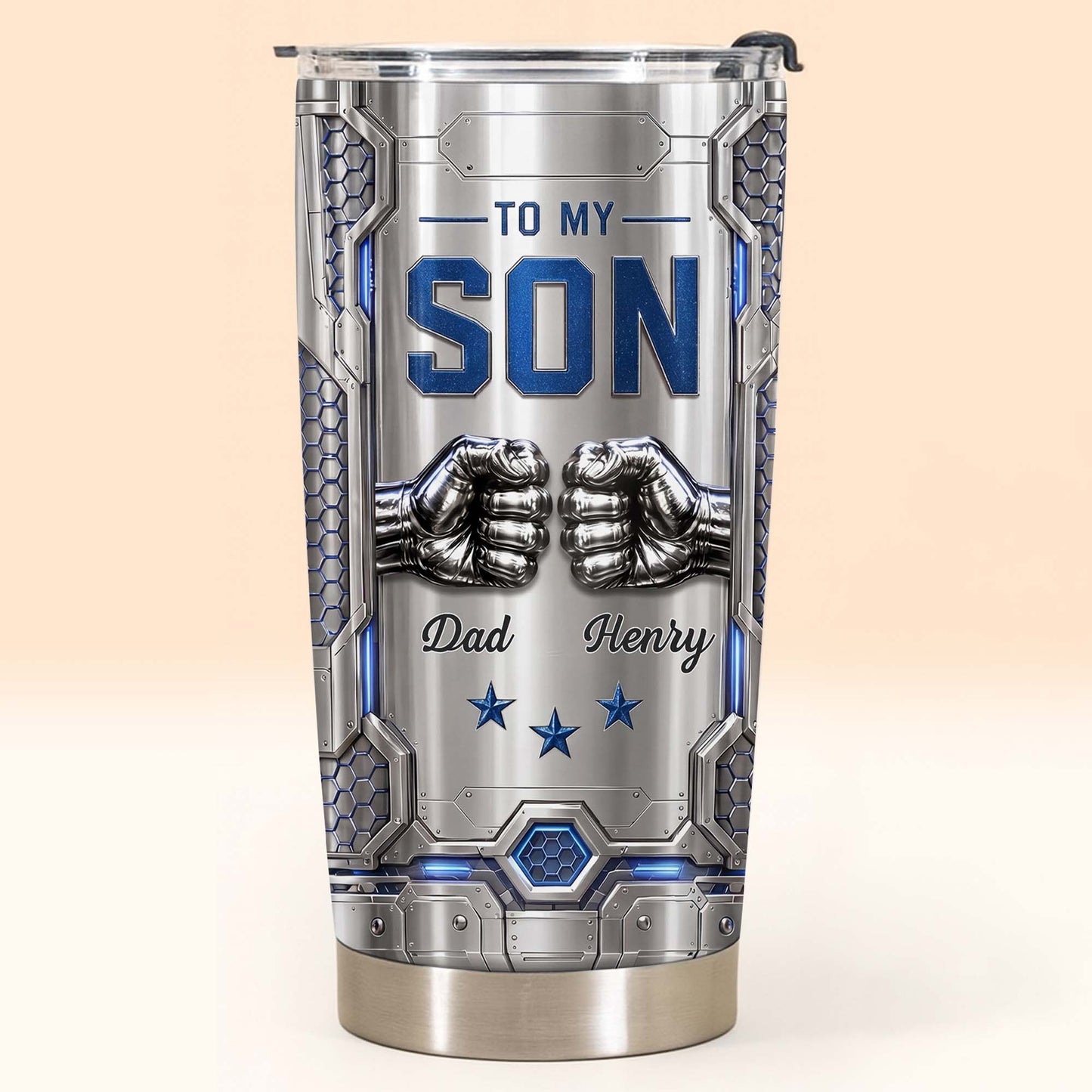 To My Son Never Forget I Love You Fist Bump Armor - Personalized Custom Stainless Steel Tumbler 20oz 30oz - GSN113_TB