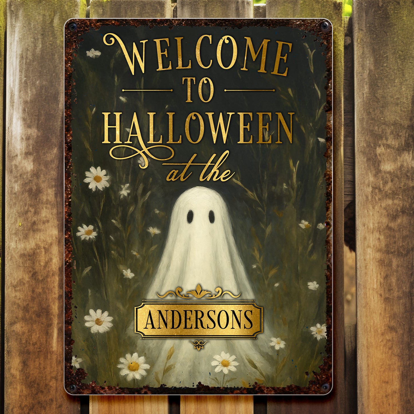 Welcome To Halloween At The Ghost And Flowers Sign