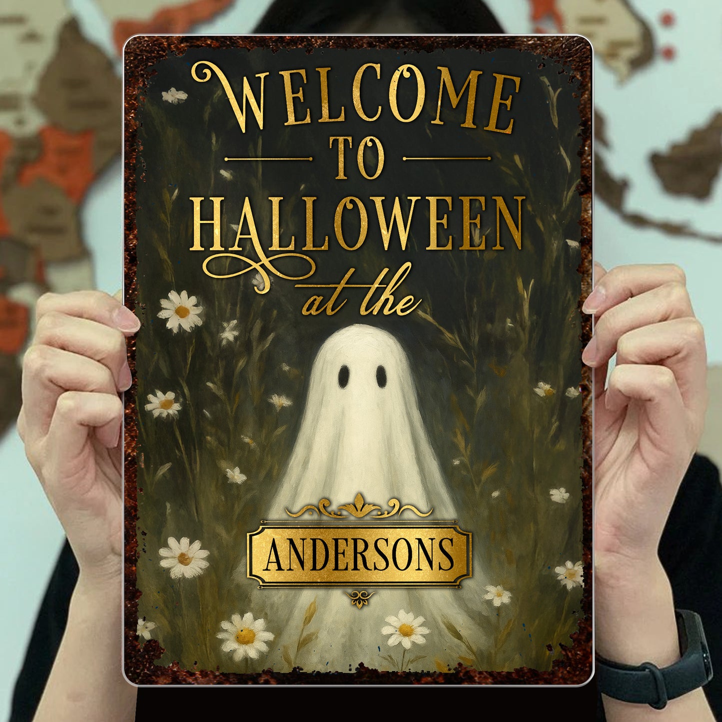 Welcome To Halloween At The Ghost And Flowers Sign