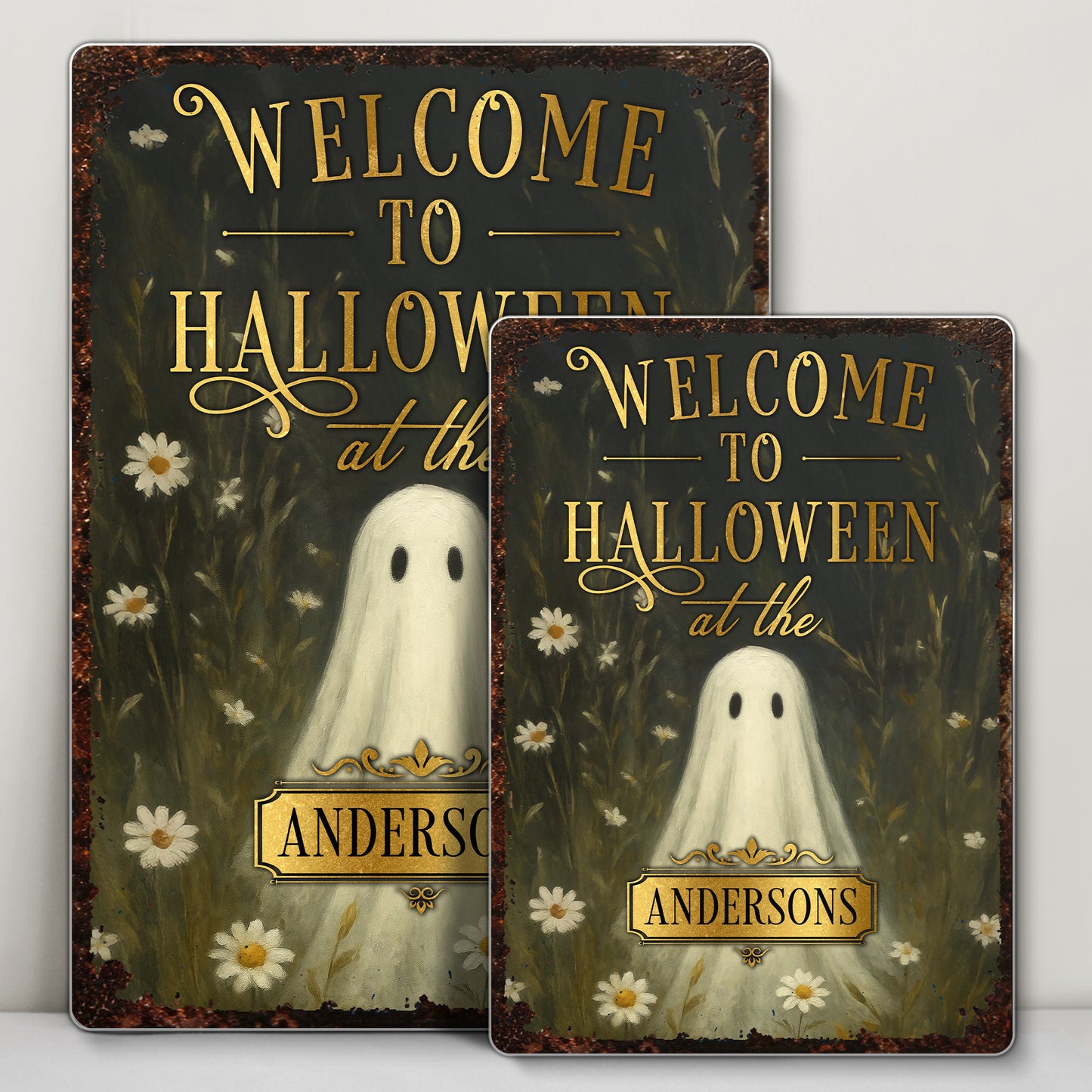 Welcome To Halloween At The Ghost And Flowers Sign