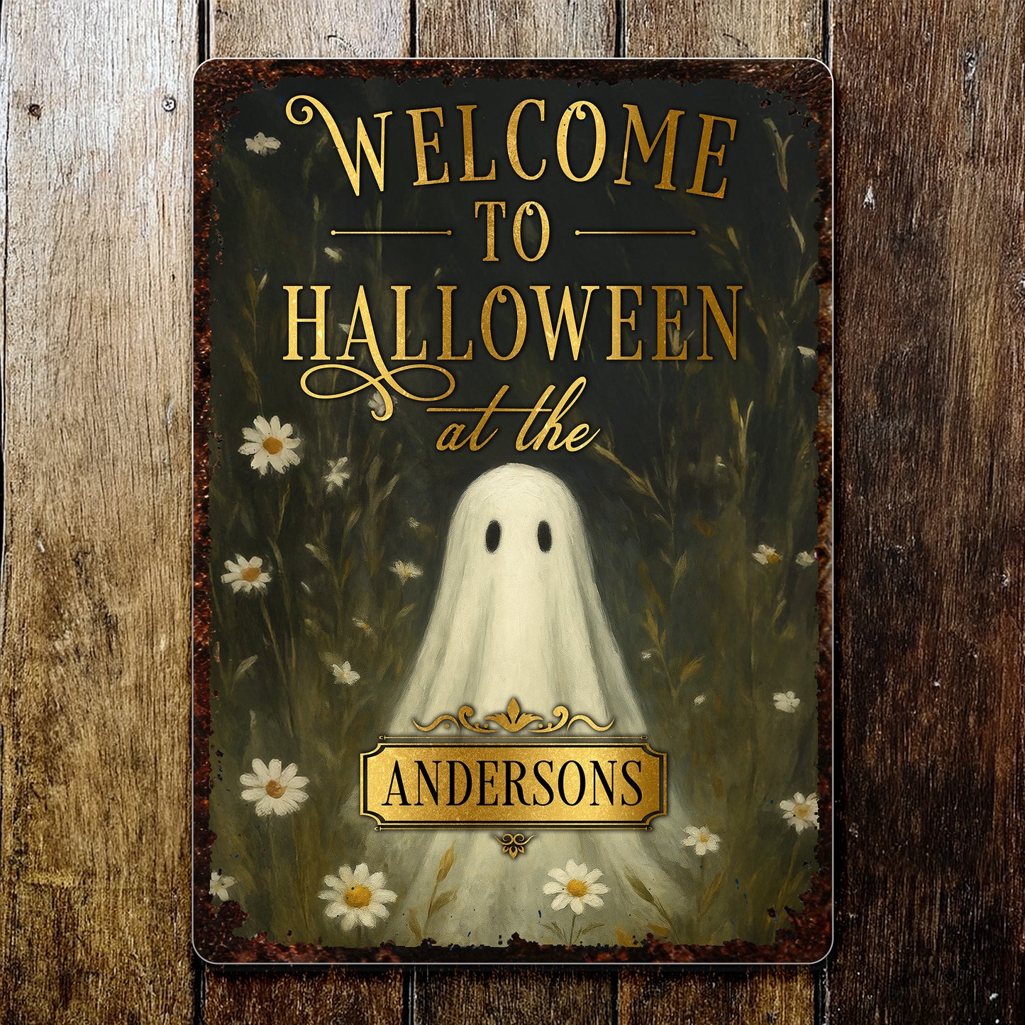Welcome To Halloween At The Ghost And Flowers Sign