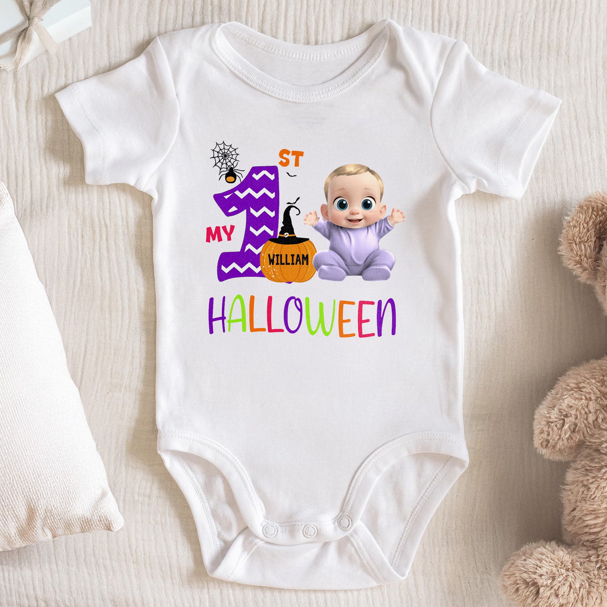 My First Halloween With Baby and Witch Hat