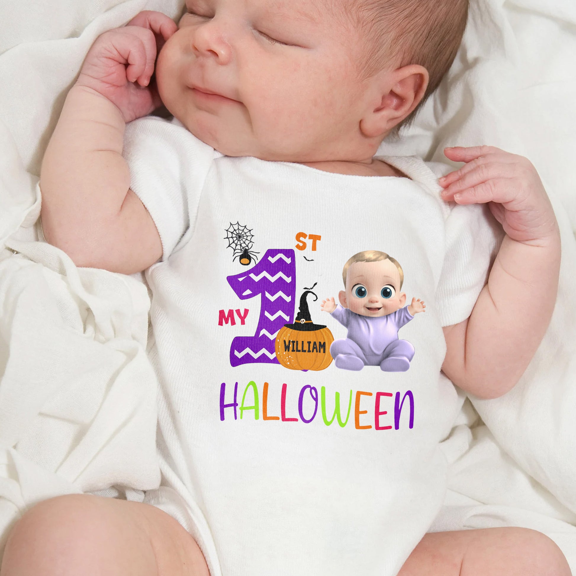 My First Halloween With Baby and Witch Hat