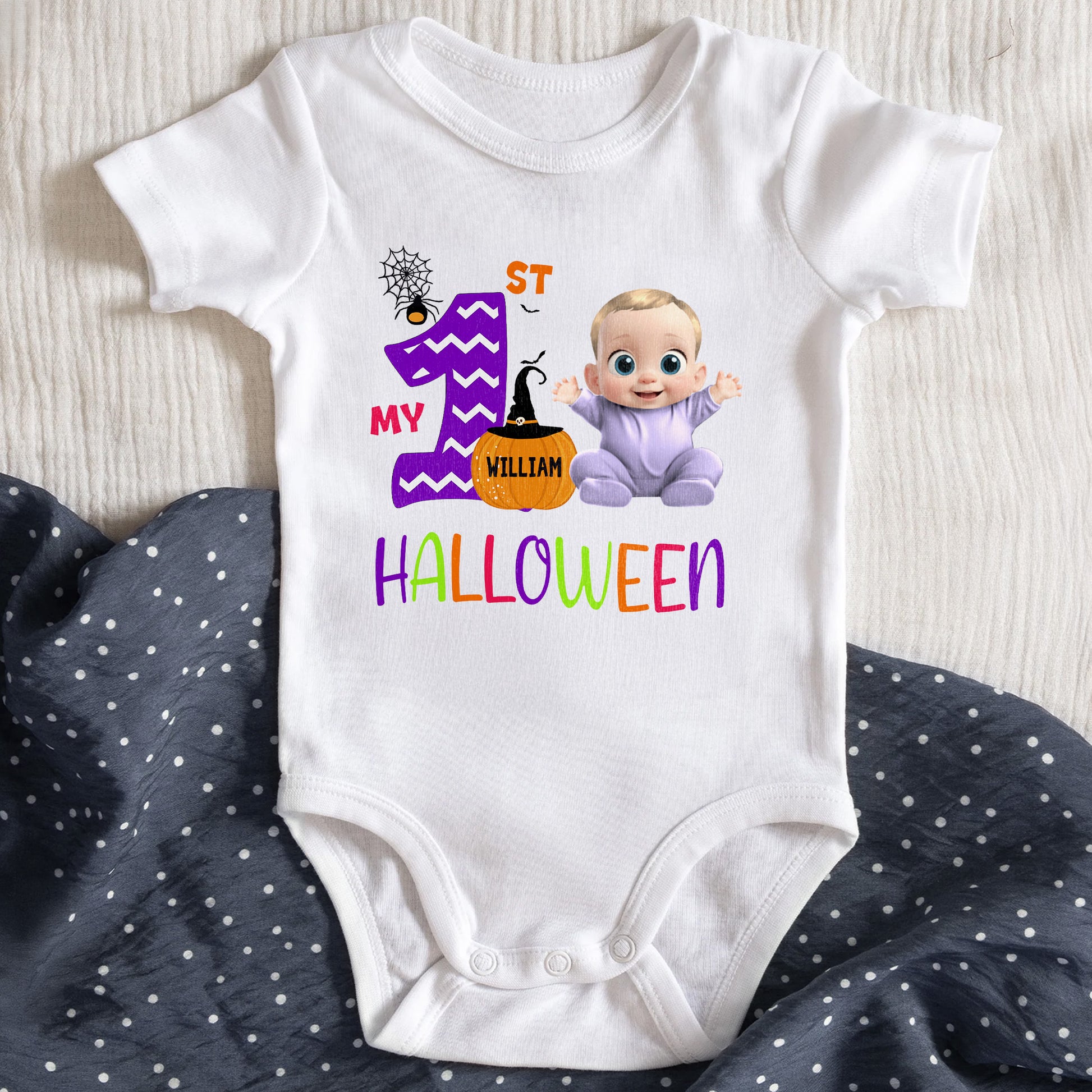 My First Halloween With Baby and Witch Hat