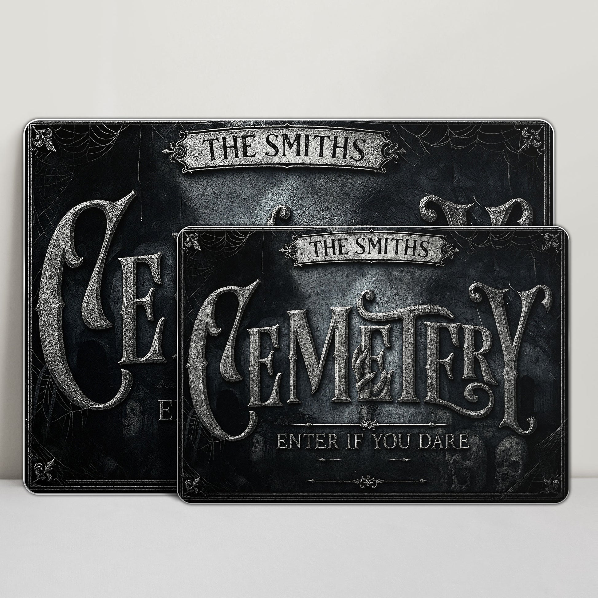 Cemetery Enter If You Dare With Spider Webs And Skulls