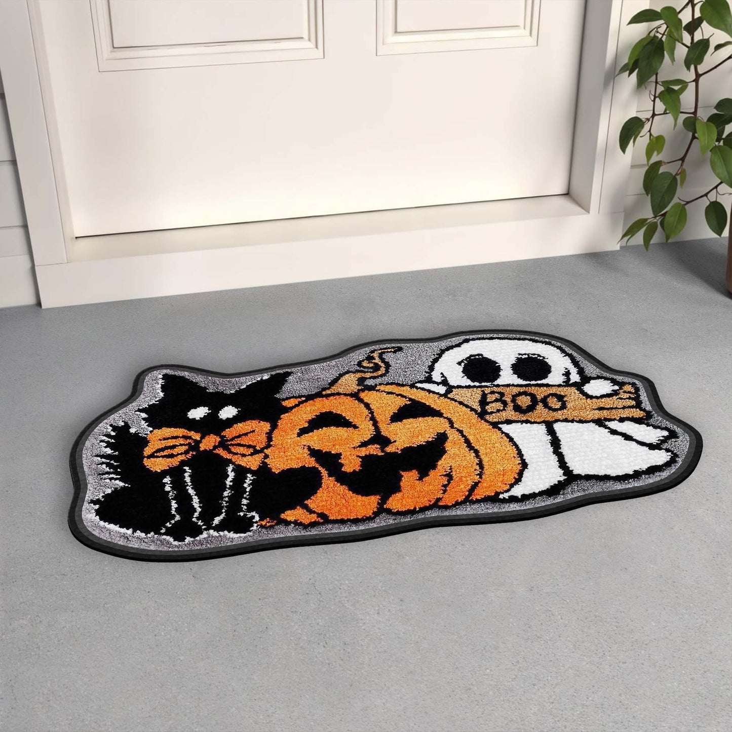 Boo Halloween Cat, Pumpkin And Ghost