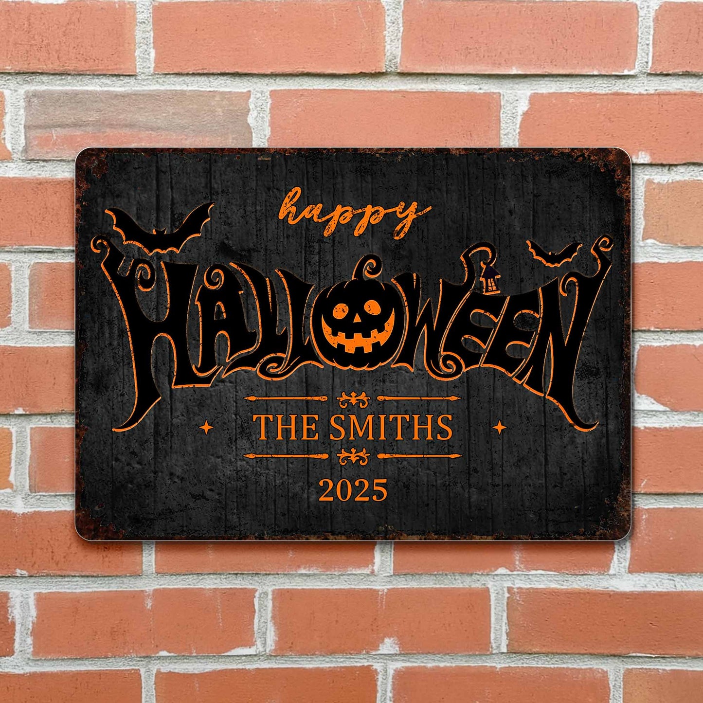 Happy Halloween Pumpkin And Bat Decoration