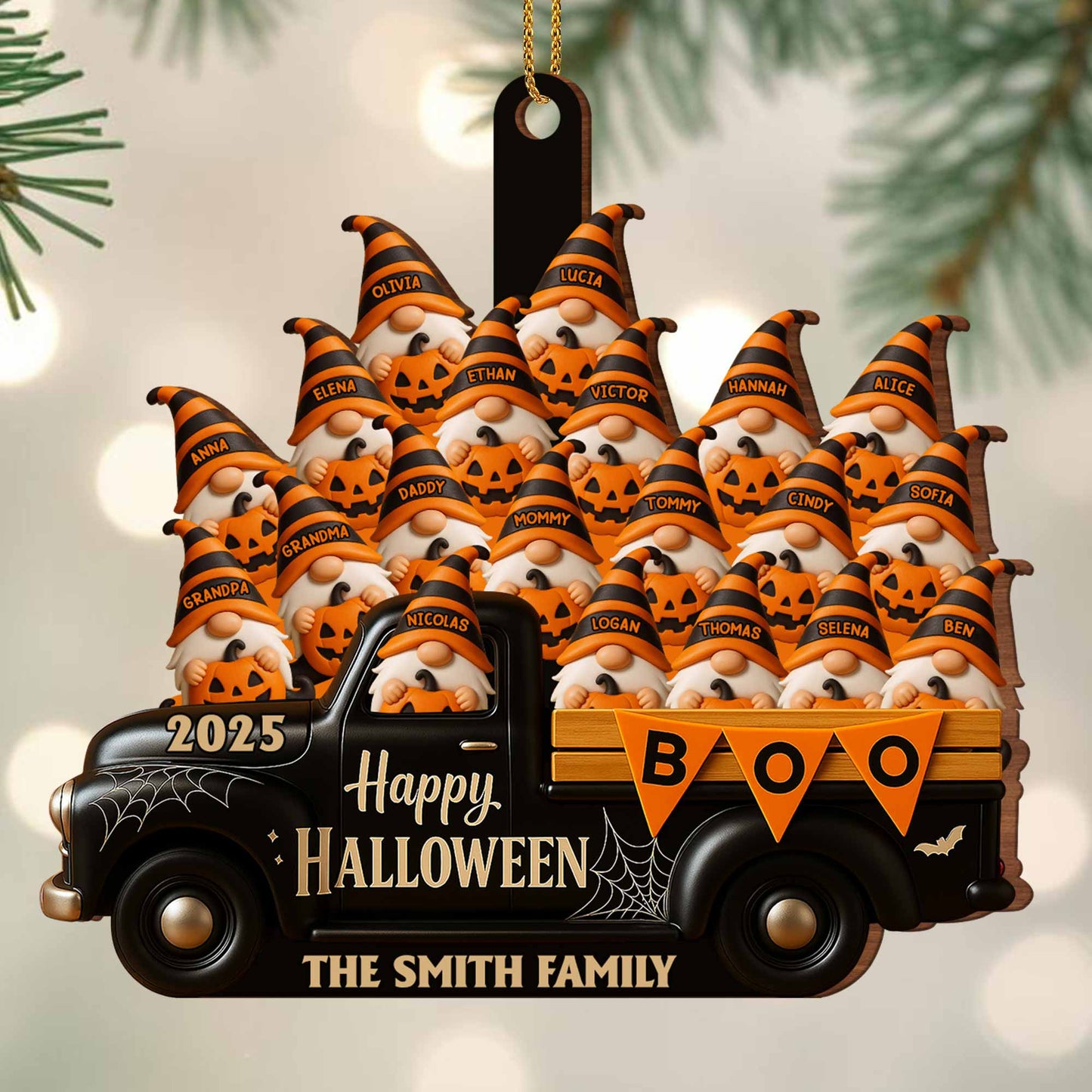 Happy Halloween Family Truck With Pumpkins