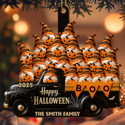 Happy Halloween Family Truck With Pumpkins