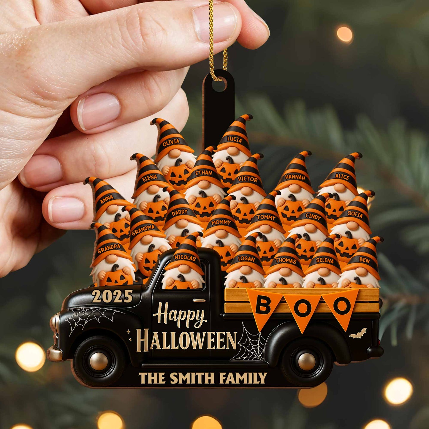 Happy Halloween Family Truck With Pumpkins