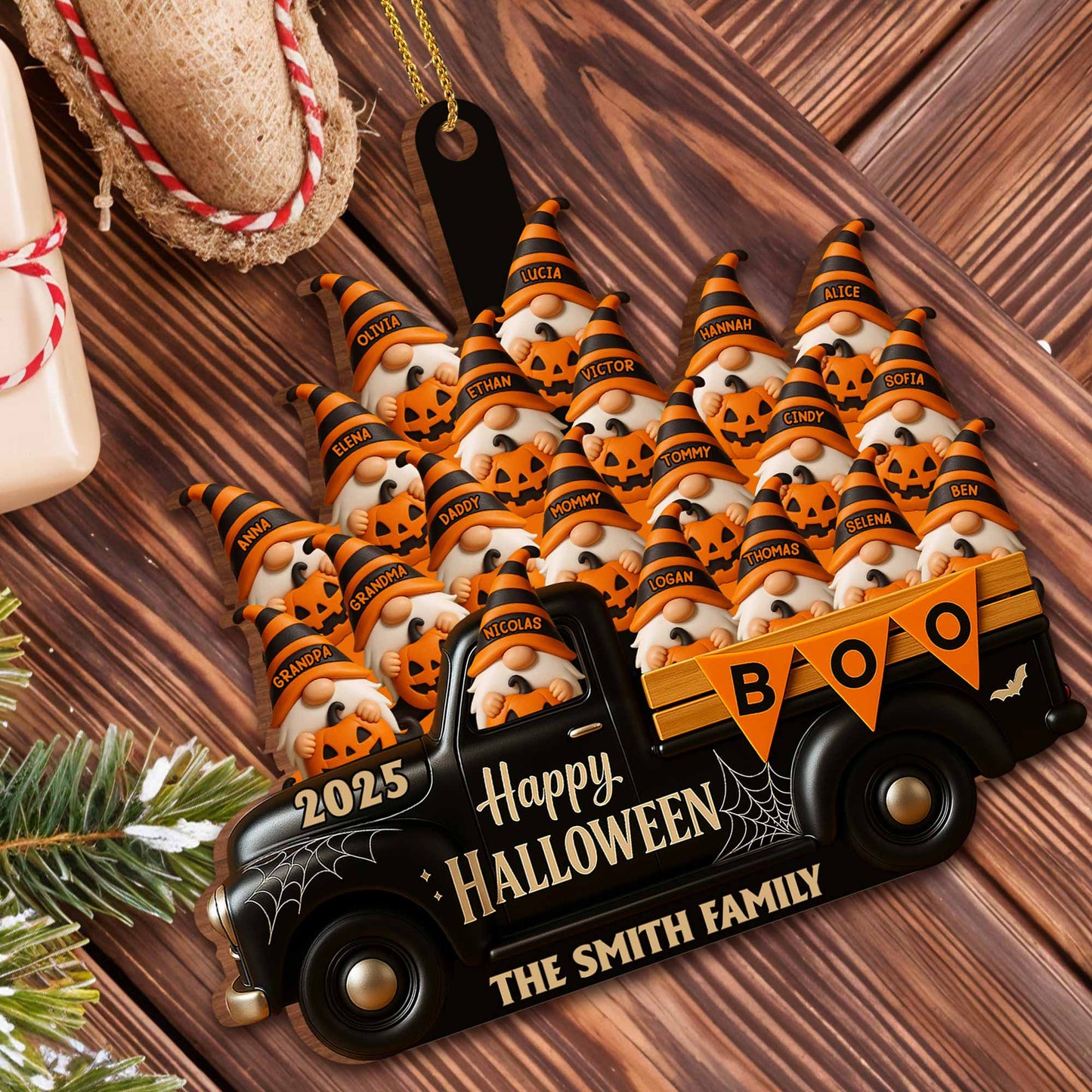 Happy Halloween Family Truck With Pumpkins