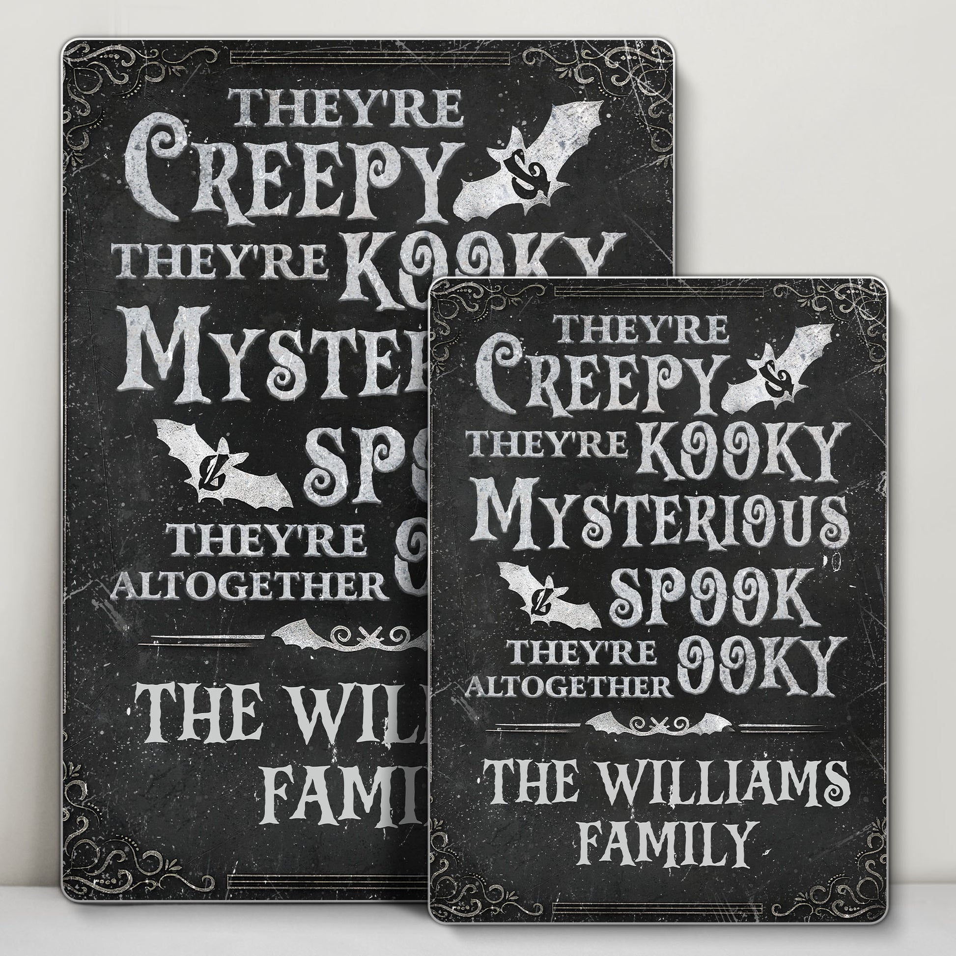 Creepy Kooky Mysterious Spooky Family Metal Sign