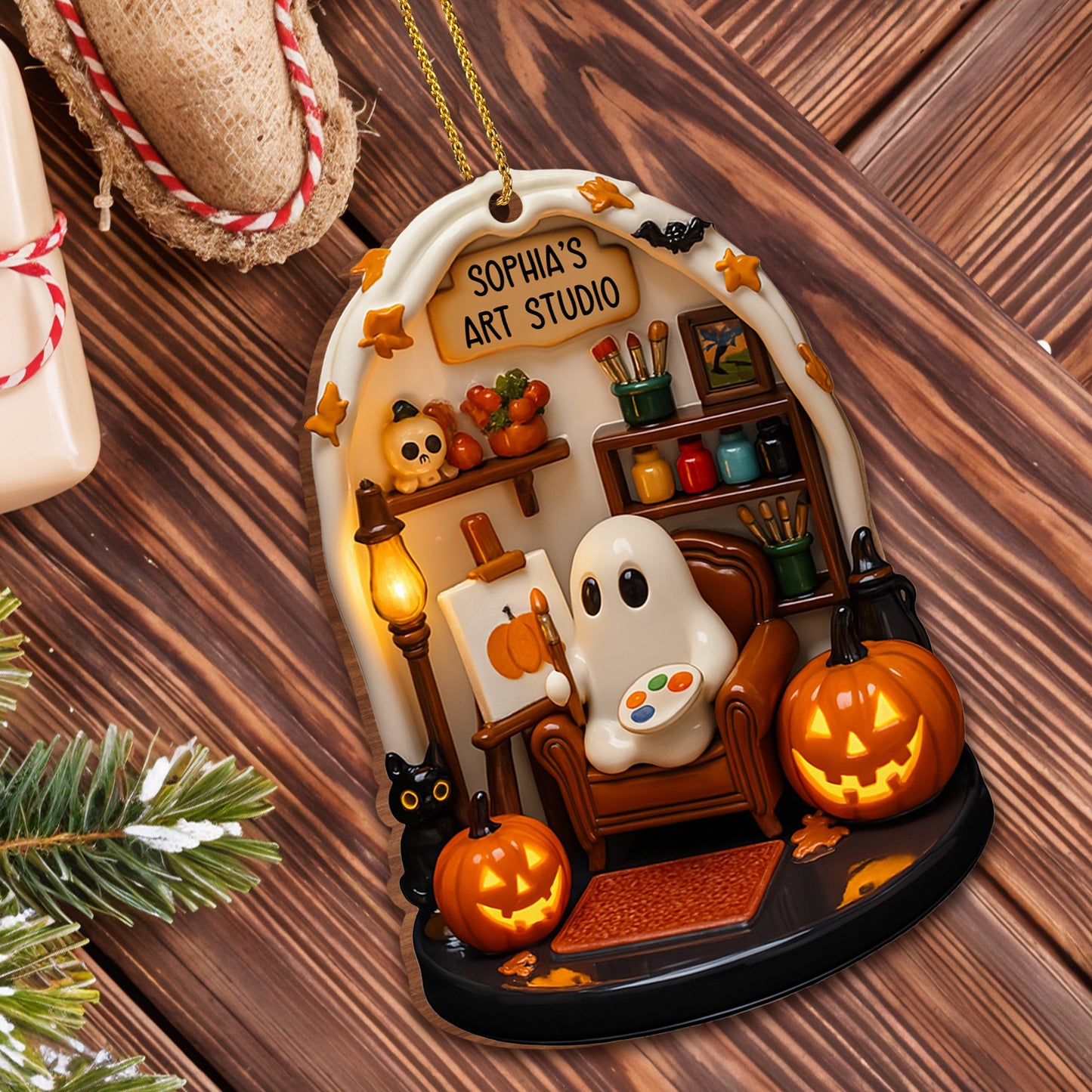 Your Art Studio - Personalized Custom Wood Ornament, Custom Shaped - HALW030_WDO
