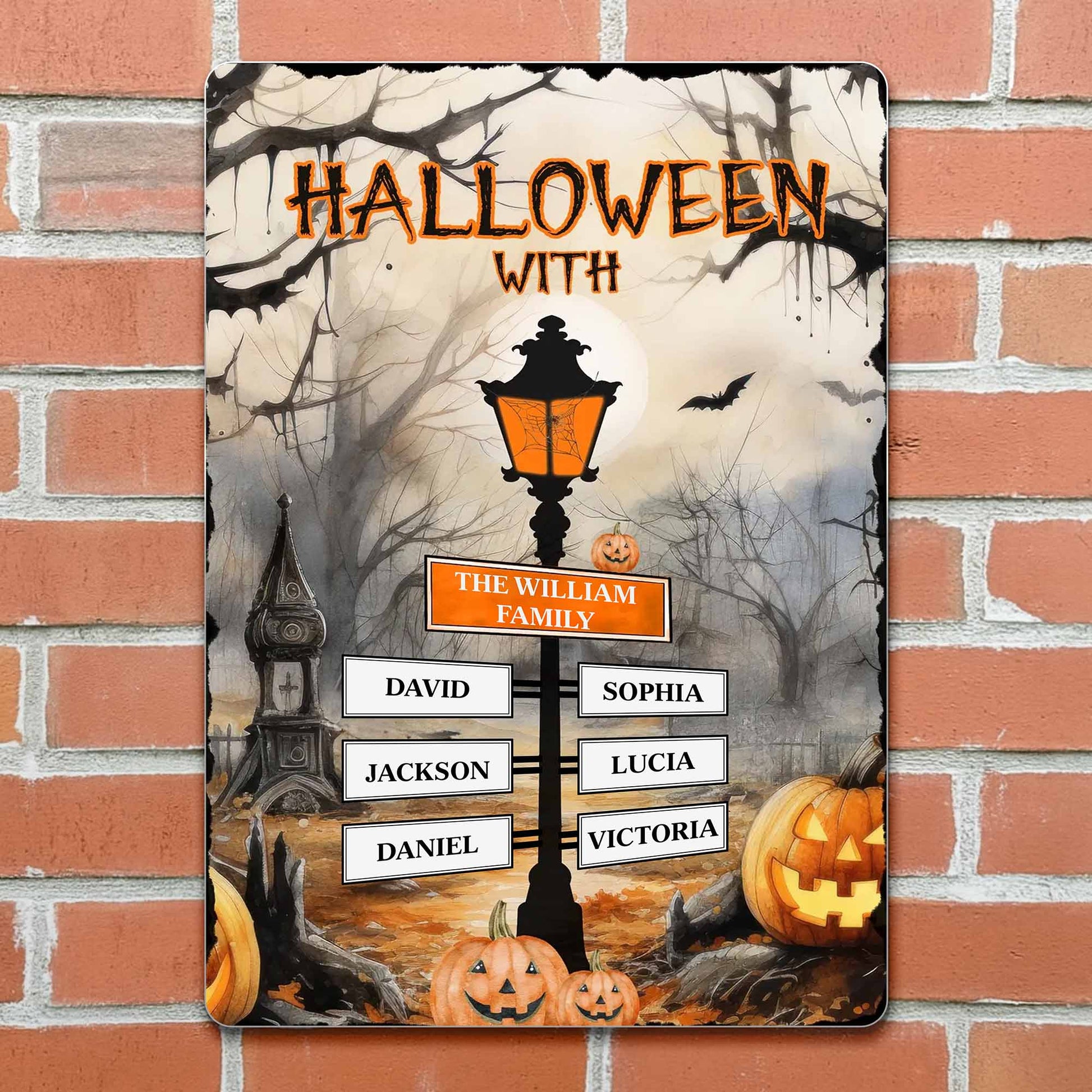 Halloween With The Family, Lantern, Bats, Pumpkins