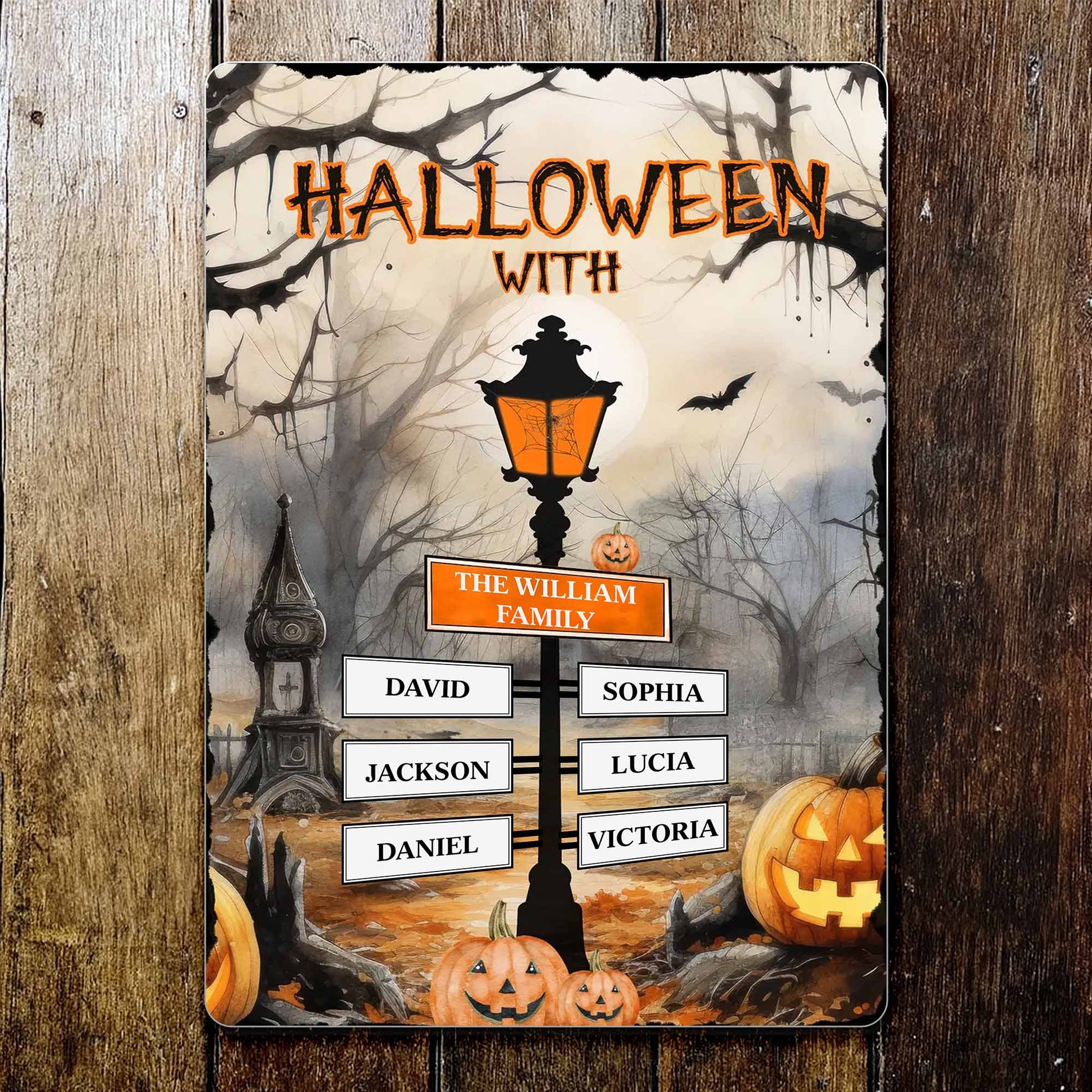 Halloween With The Family, Lantern, Bats, Pumpkins